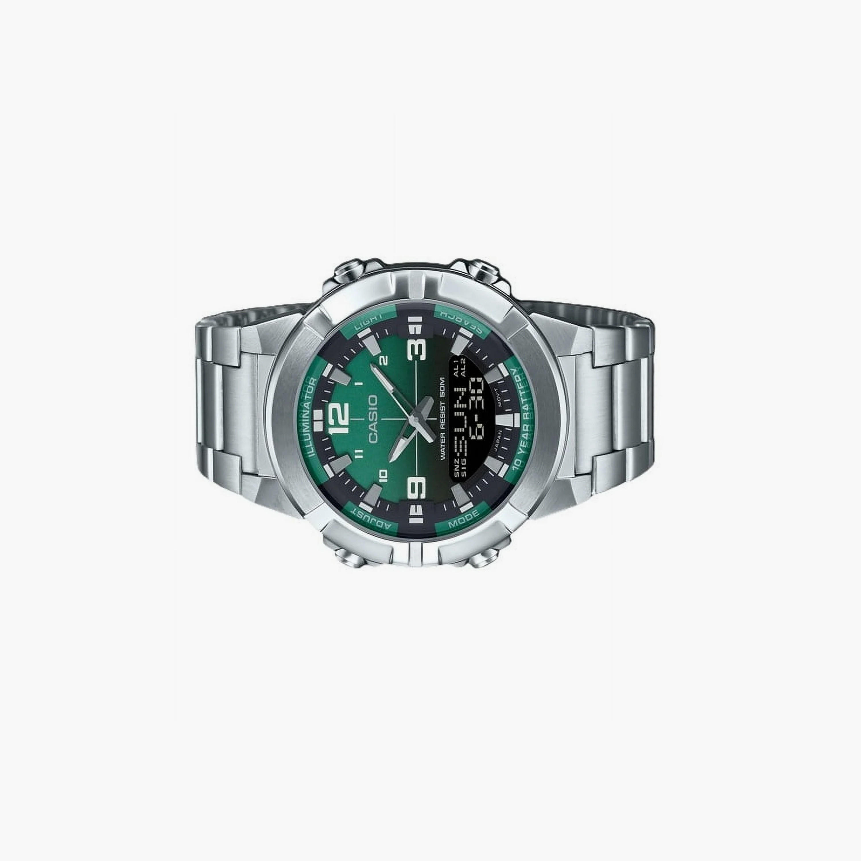 Casio Men's 44MM Silver Analog-Digital Stainless Steel Strap Watch | AMW-870DA-3AVDF-men-watchesandjewellery-watches-image-2