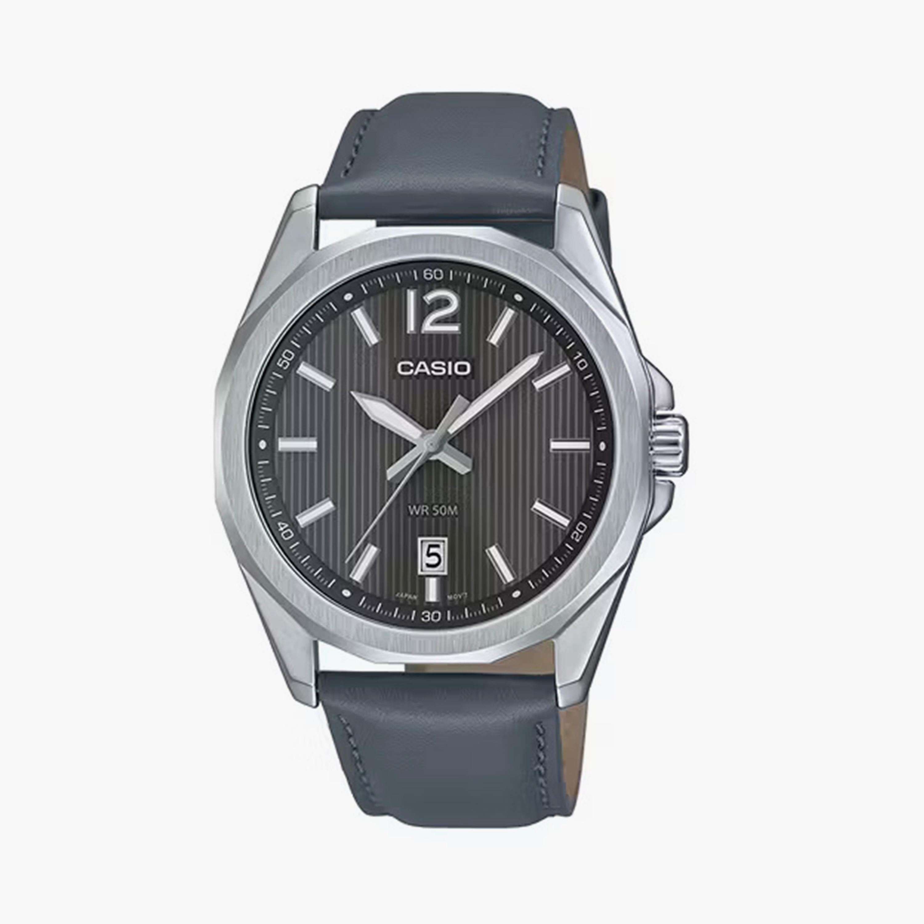 Casio Men's 42MM Grey Analog-Digital Resin Strap Watch | MTP-E725L-8AVDF-men-watchesandjewellery-watches-image-1