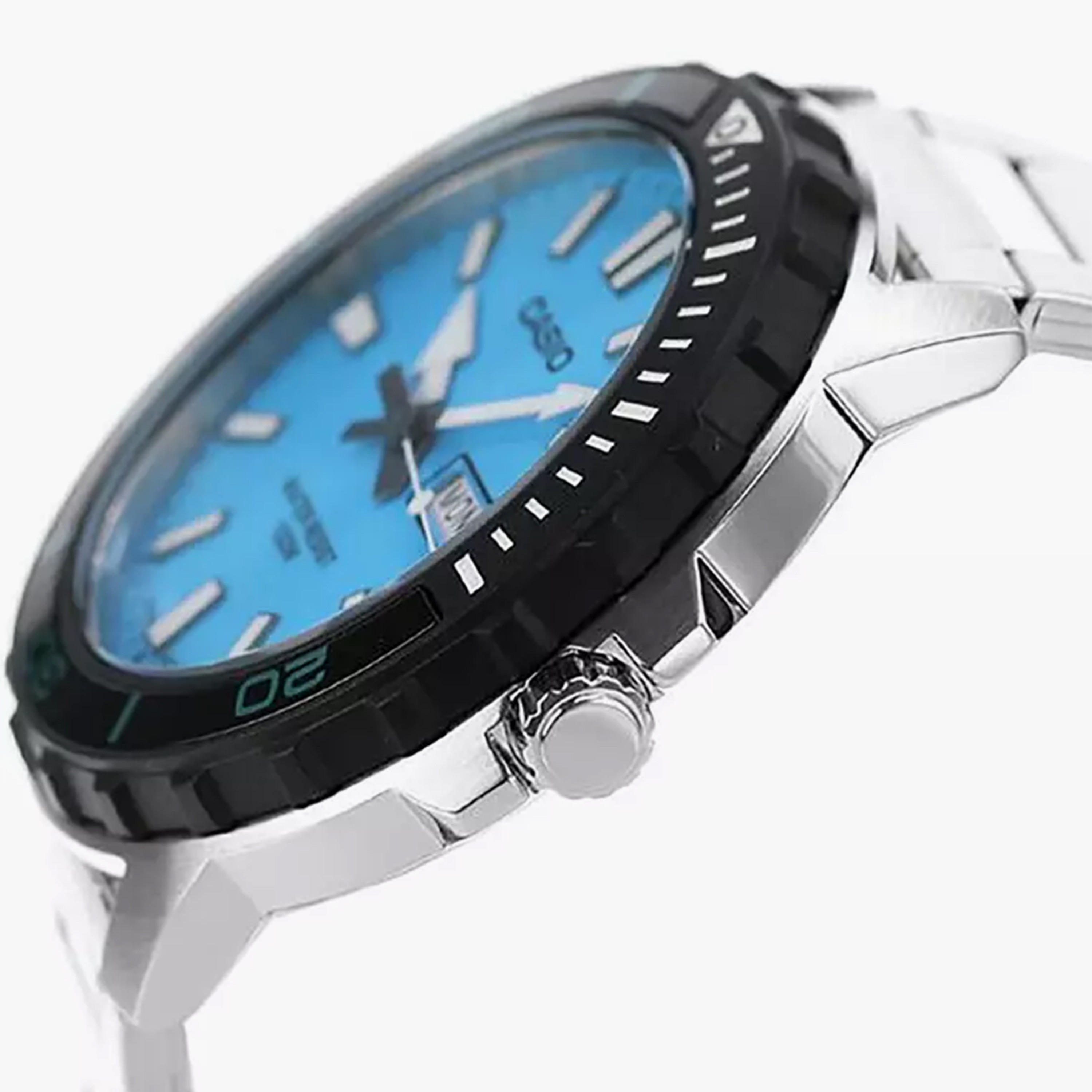 كاسيو- ساعة رجالية تناظرية حزام ستانلس ستيل لون فضي 44 مم | MTD-125D-2A3VDF-men-watchesandjewellery-watches-image-3