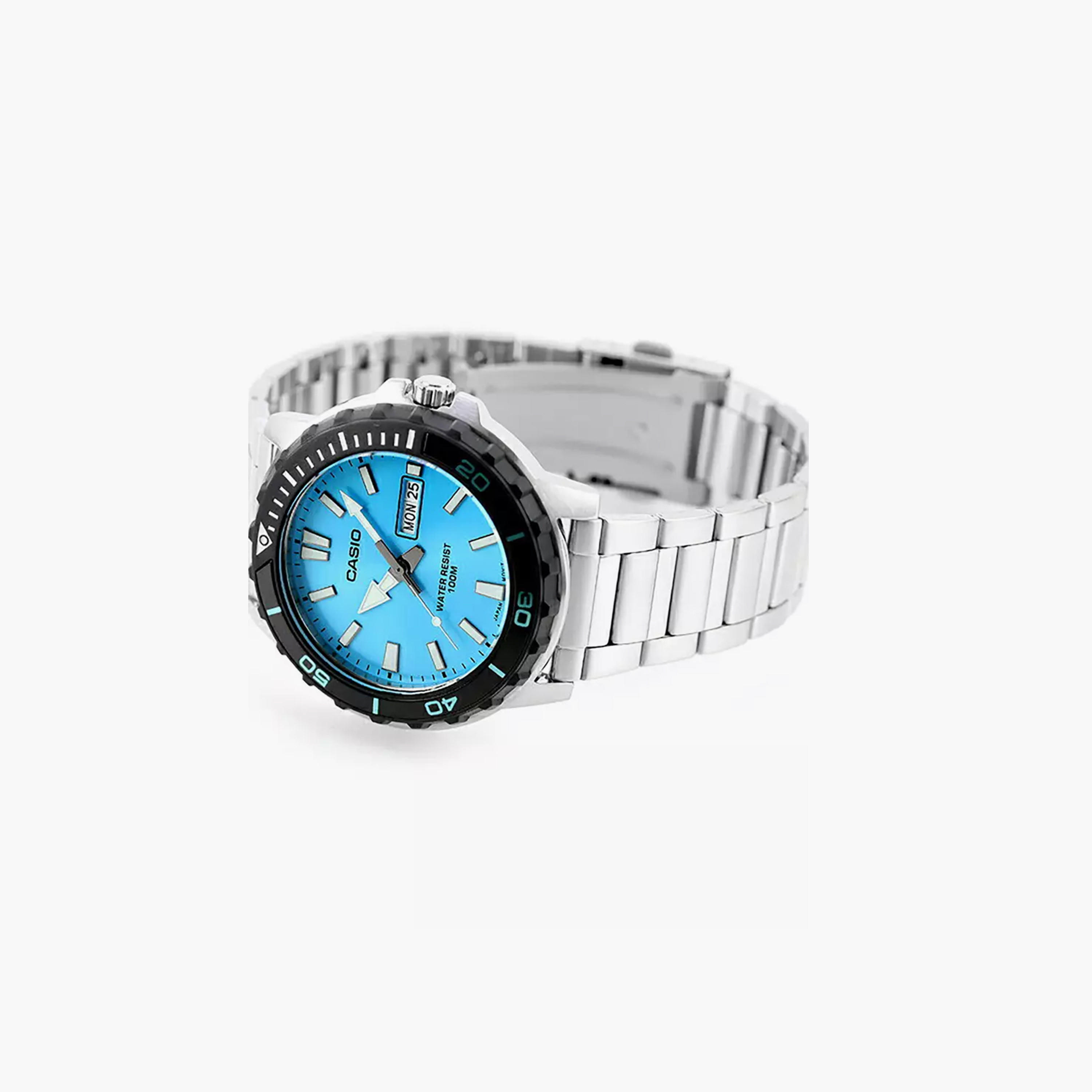 كاسيو- ساعة رجالية تناظرية حزام ستانلس ستيل لون فضي  44 مم | MTD-125D-2A3VDF-men-watchesandjewellery-watches-image-4