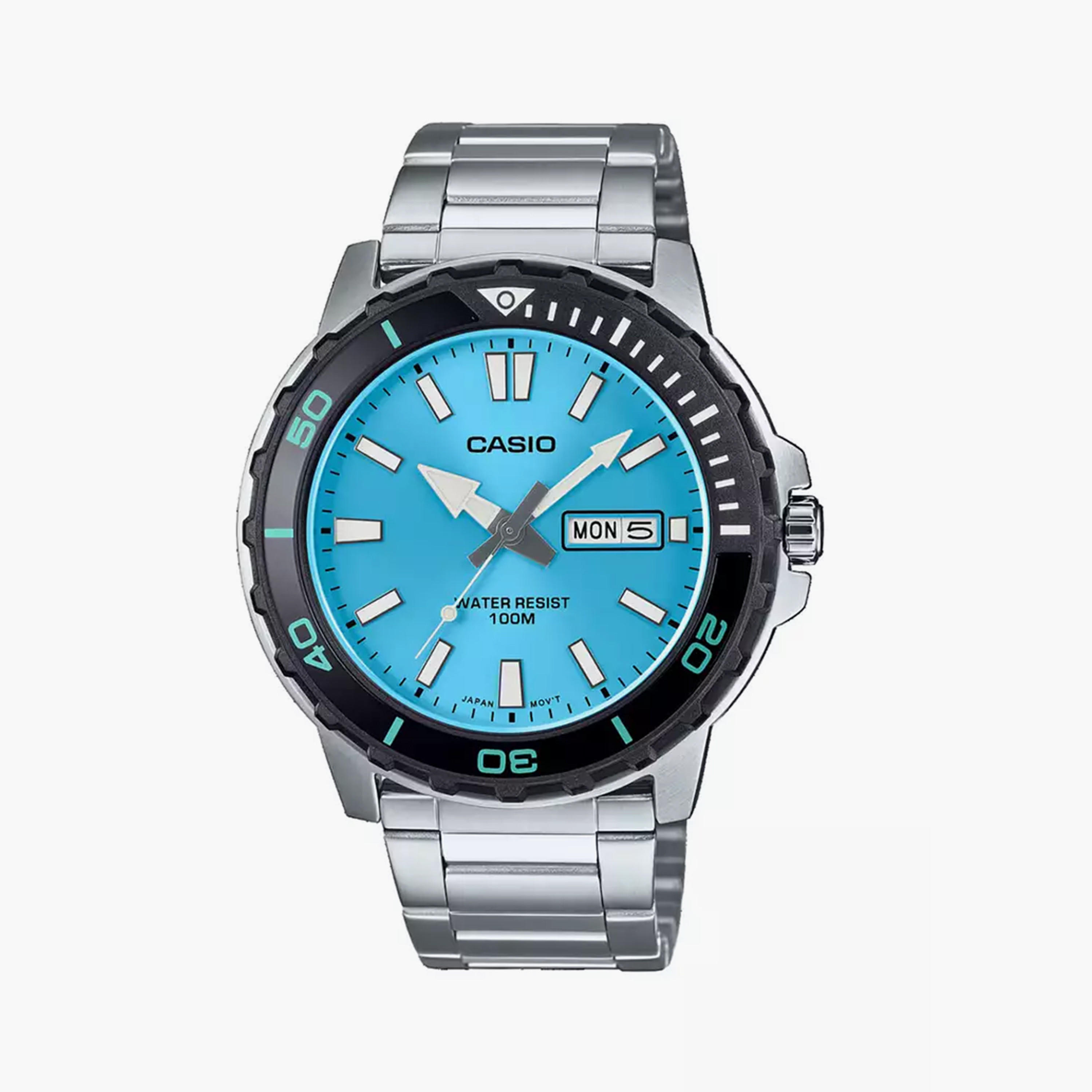 كاسيو- ساعة رجالية تناظرية حزام ستانلس ستيل لون فضي  44 مم | MTD-125D-2A3VDF-men-watchesandjewellery-watches-image-5