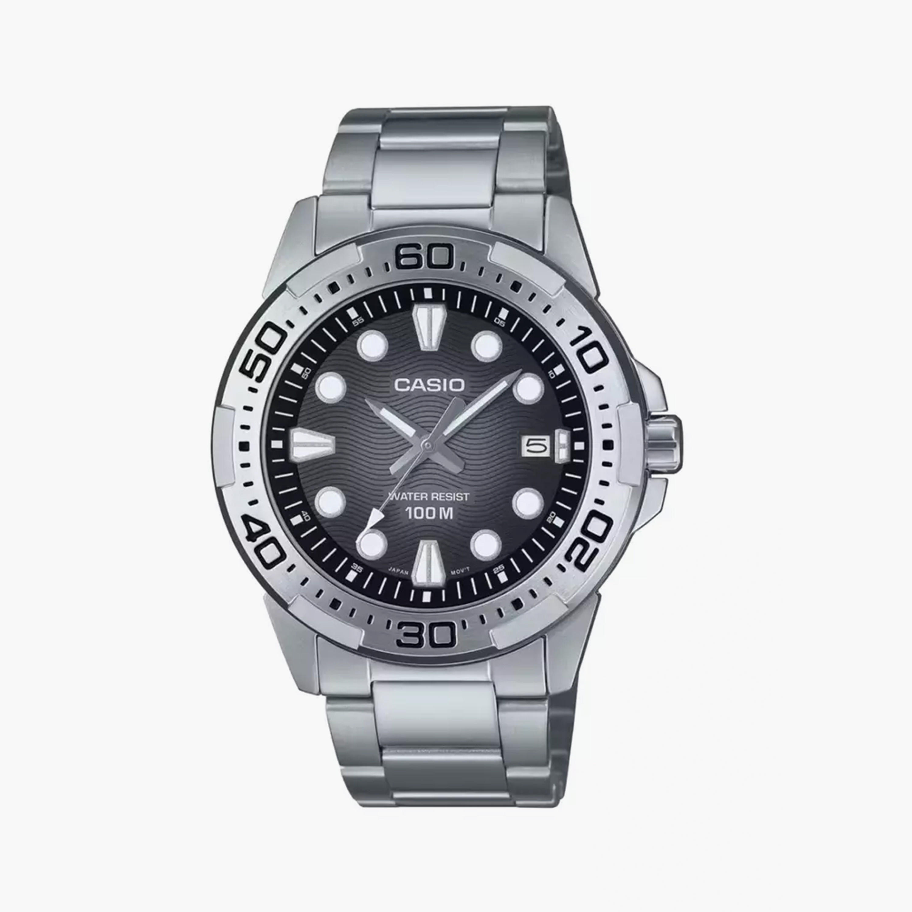 Casio Men's 44MM Silver Analog Stainless Steel Strap Watch | MTD-140D-1AVDF-men-watchesandjewellery-watches-image-1