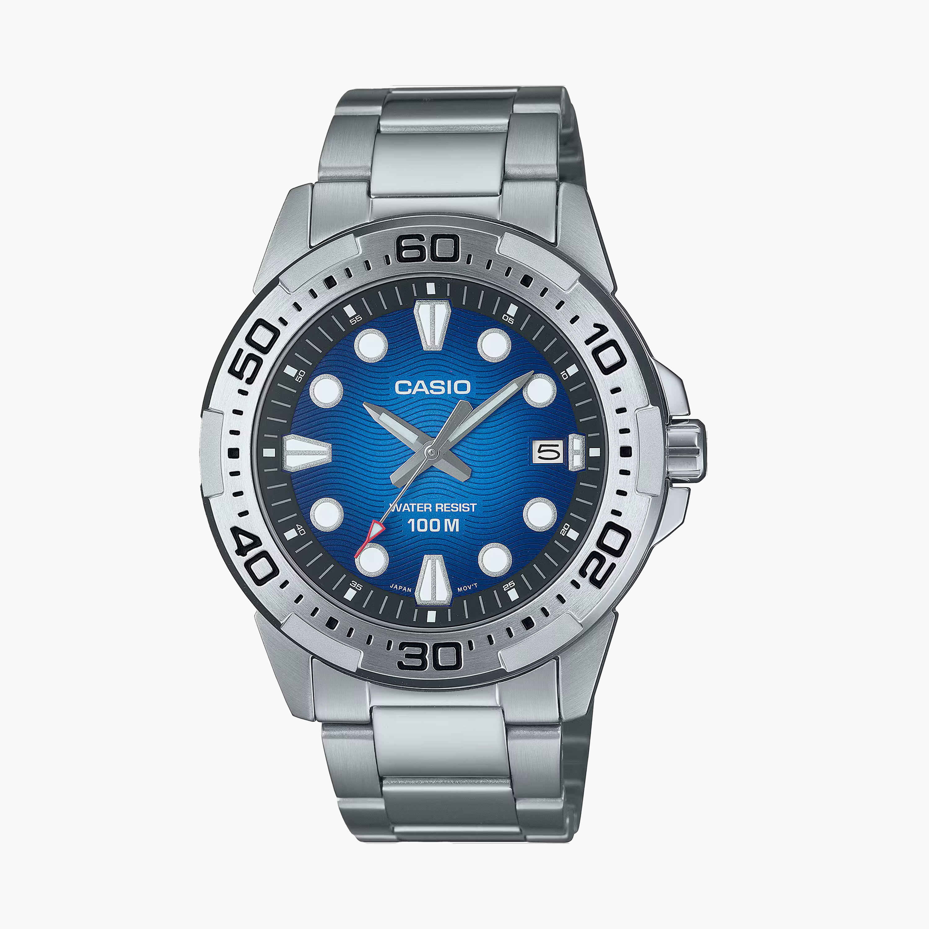 Casio Men's 44MM Silver Analog Stainless Steel Strap Watch | MTD-140D-2AVDF-men-watchesandjewellery-watches-image-1