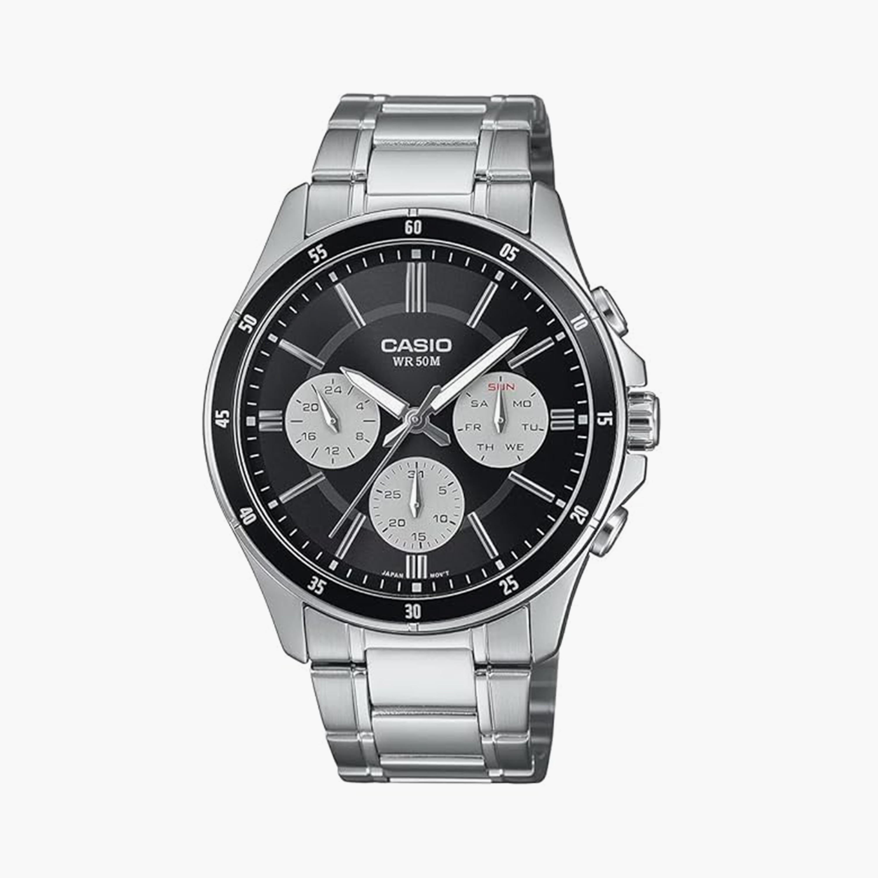 Casio Men's 43MM Silver Analog Stainless Steel Strap Watch | MTP-1374D-1A3VDF-men-watchesandjewellery-watches-image-1