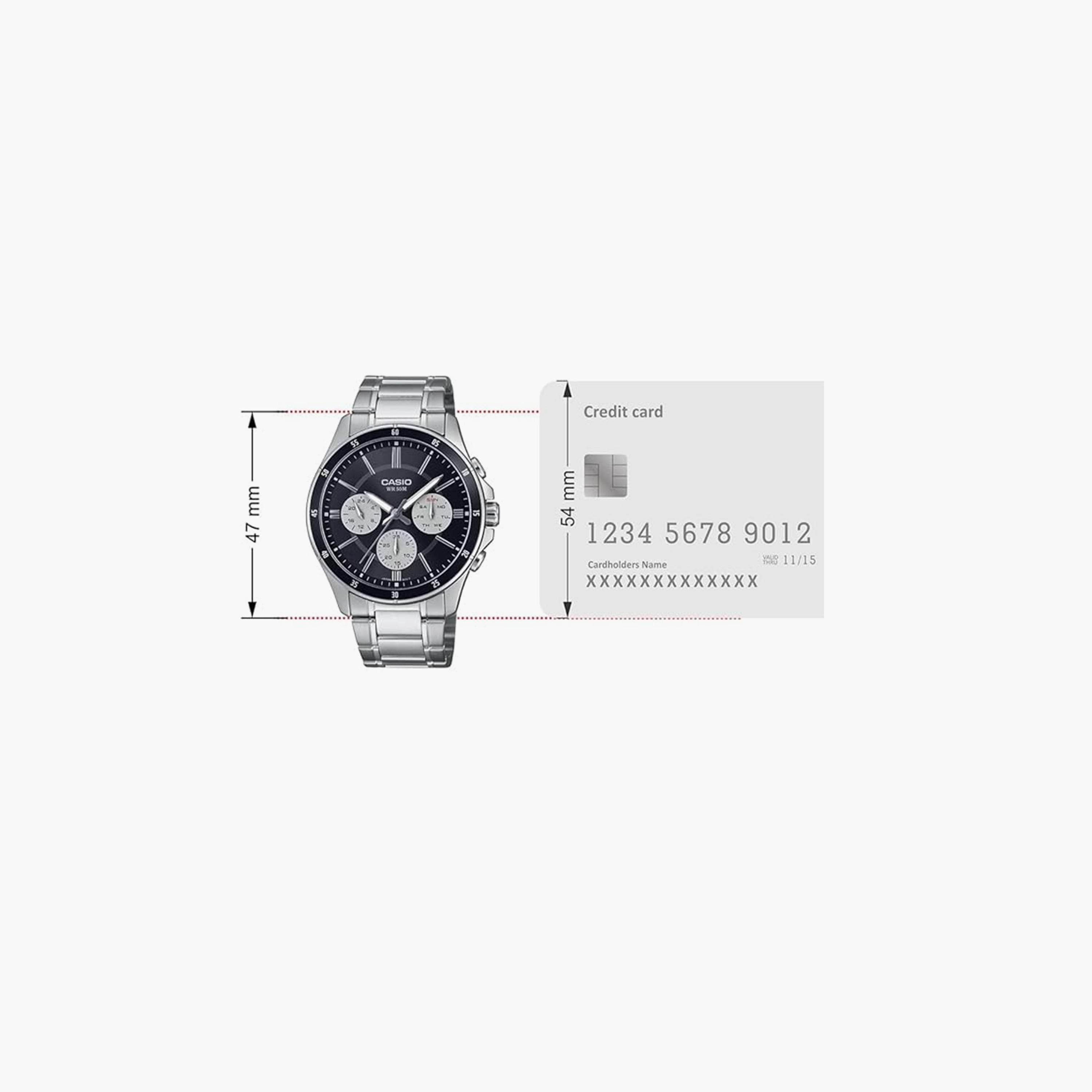 كاسيو- ساعة رجالية تناظرية حزام ستانلس ستيل لون فضي  43 مم | MTP-1374D-1A3VDF-men-watchesandjewellery-watches-image-6