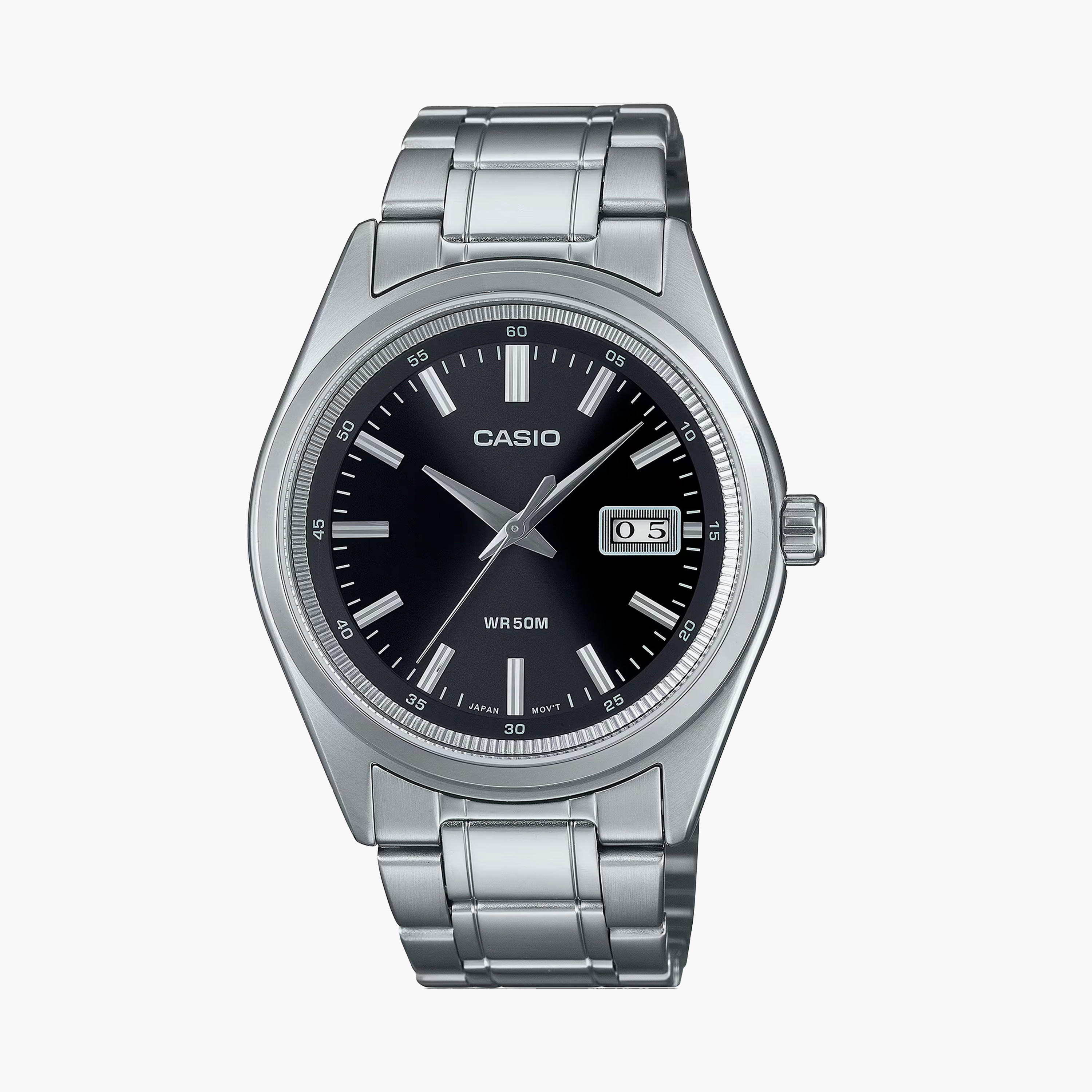Casio Men's 41MM Silver Analog Stainless Steel Strap Watch | MTP-B180D-1A1VDF-men-watchesandjewellery-watches-image-1