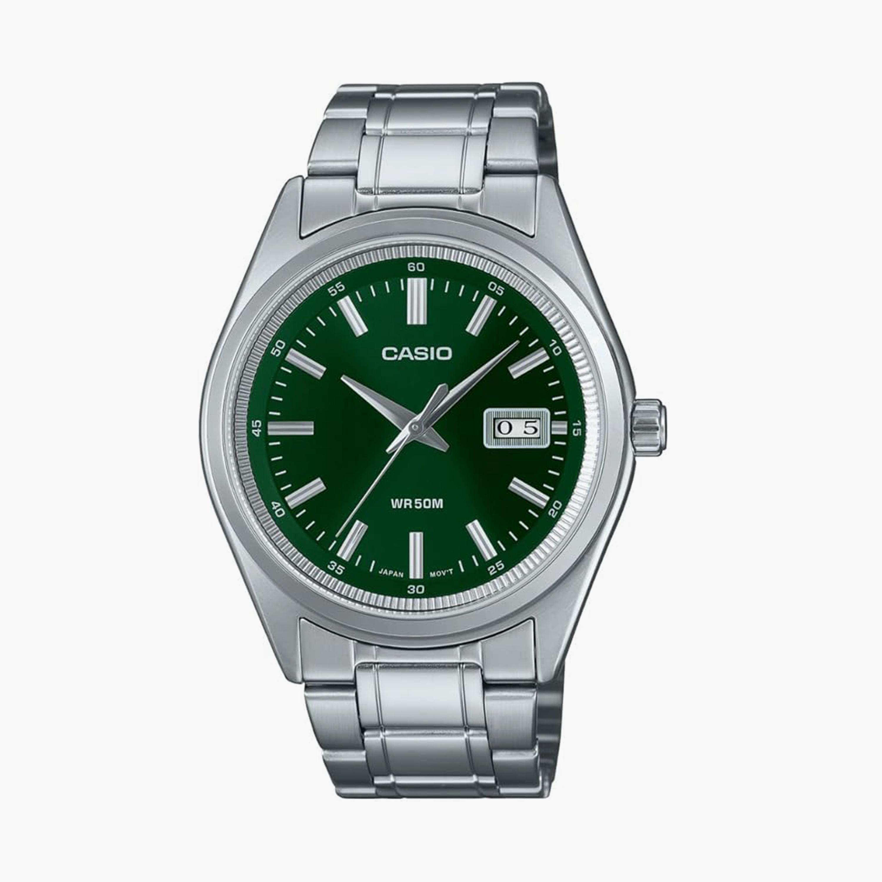Casio Men's 41MM Silver Analog Stainless Steel Strap Watch | MTP-B180D-3AVDF-men-watchesandjewellery-watches-image-1