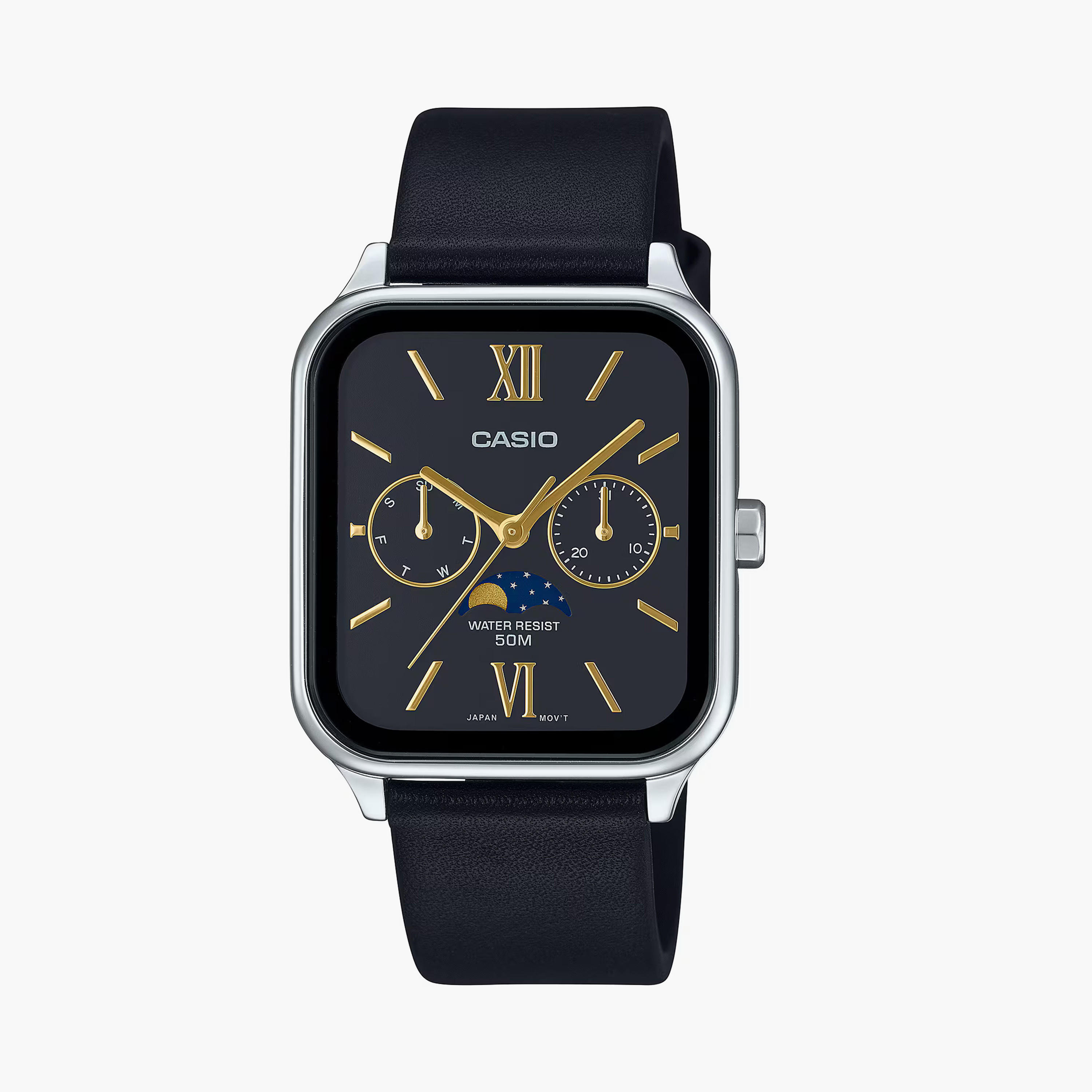 Casio Silver Analog Leather Strap Watch | MTP-M305L-1A2VDF-men-watchesandjewellery-watches-image-1
