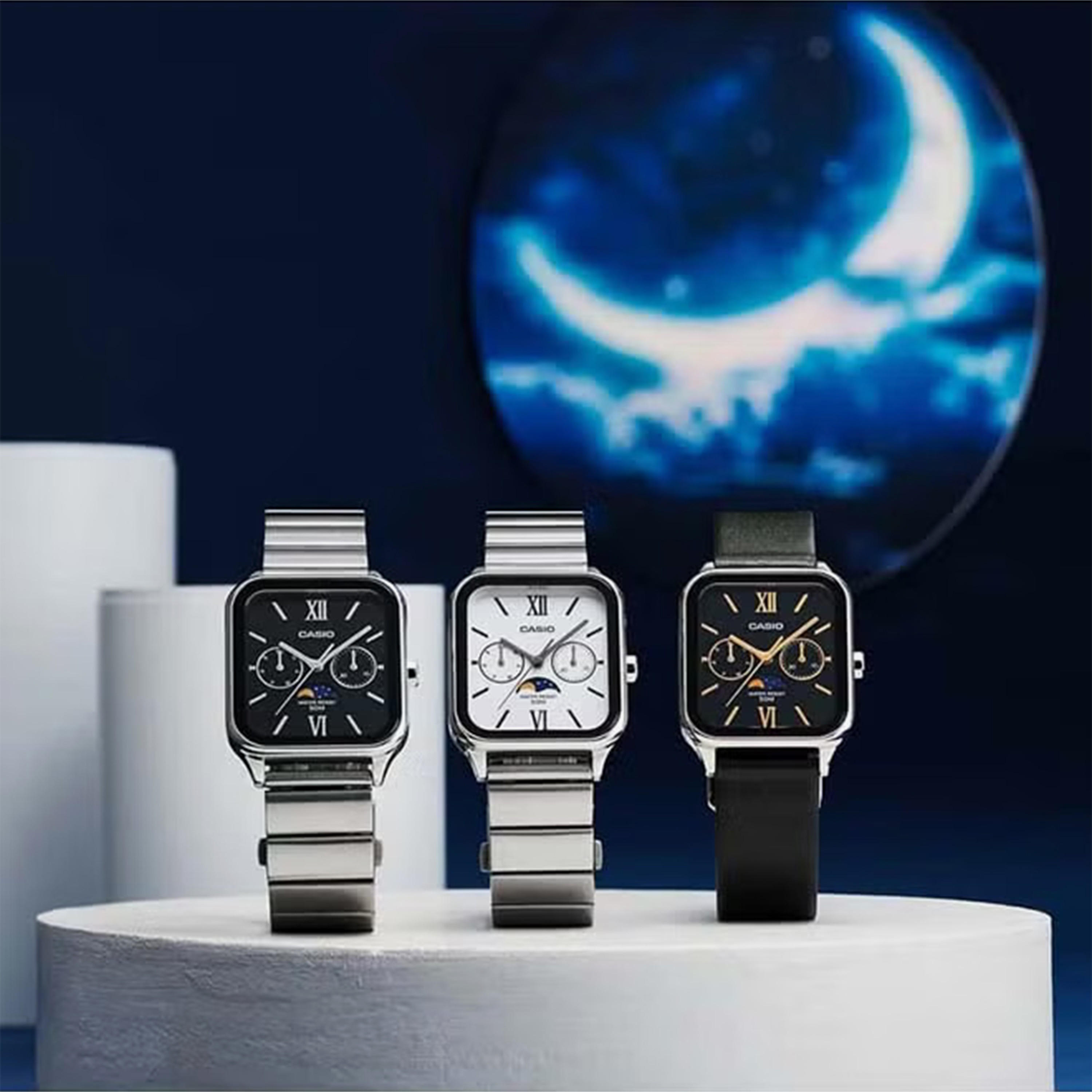 Casio Silver Analog Leather Strap Watch | MTP-M305L-1A2VDF-men-watchesandjewellery-watches-image-2