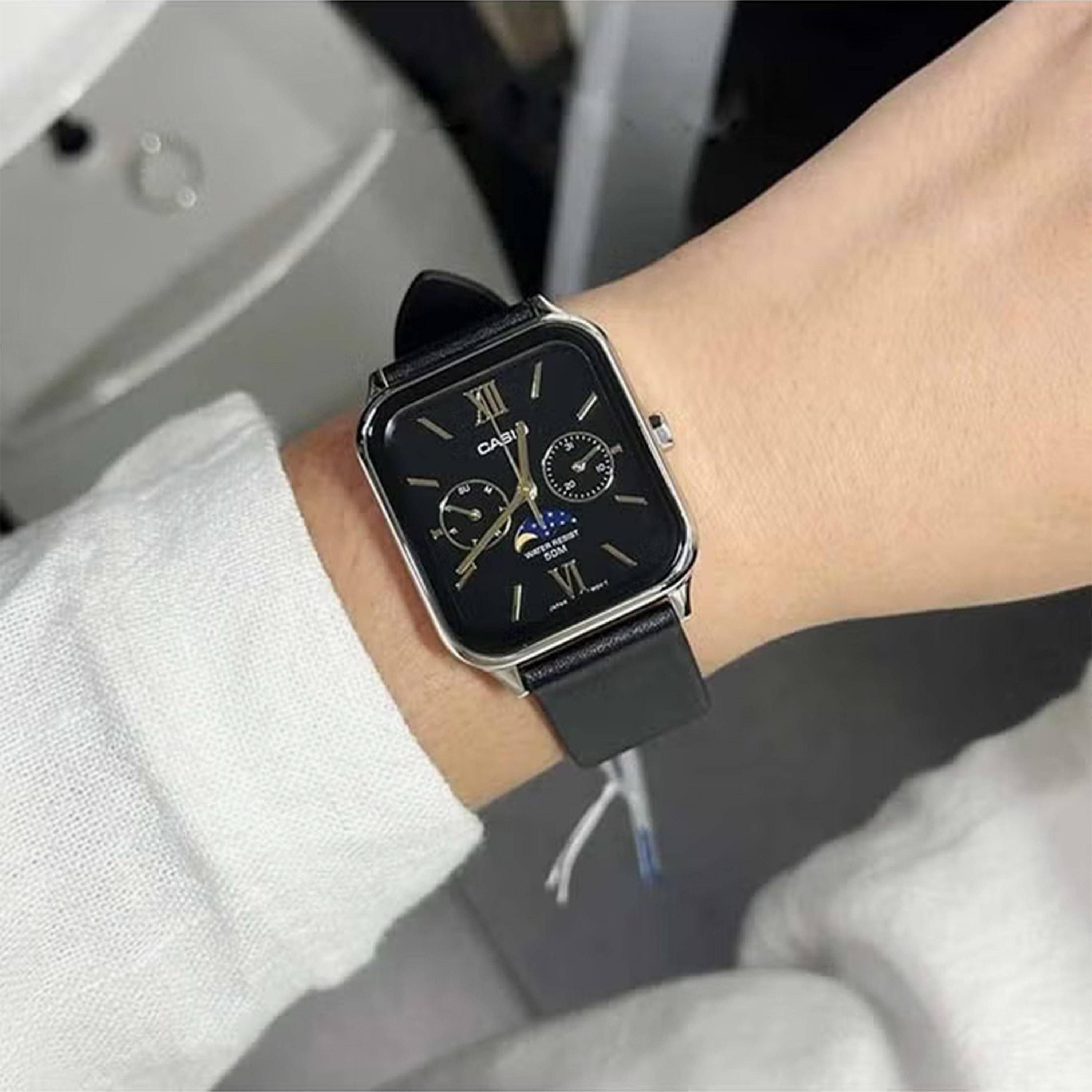 Casio Silver Analog Leather Strap Watch | MTP-M305L-1A2VDF-men-watchesandjewellery-watches-image-3