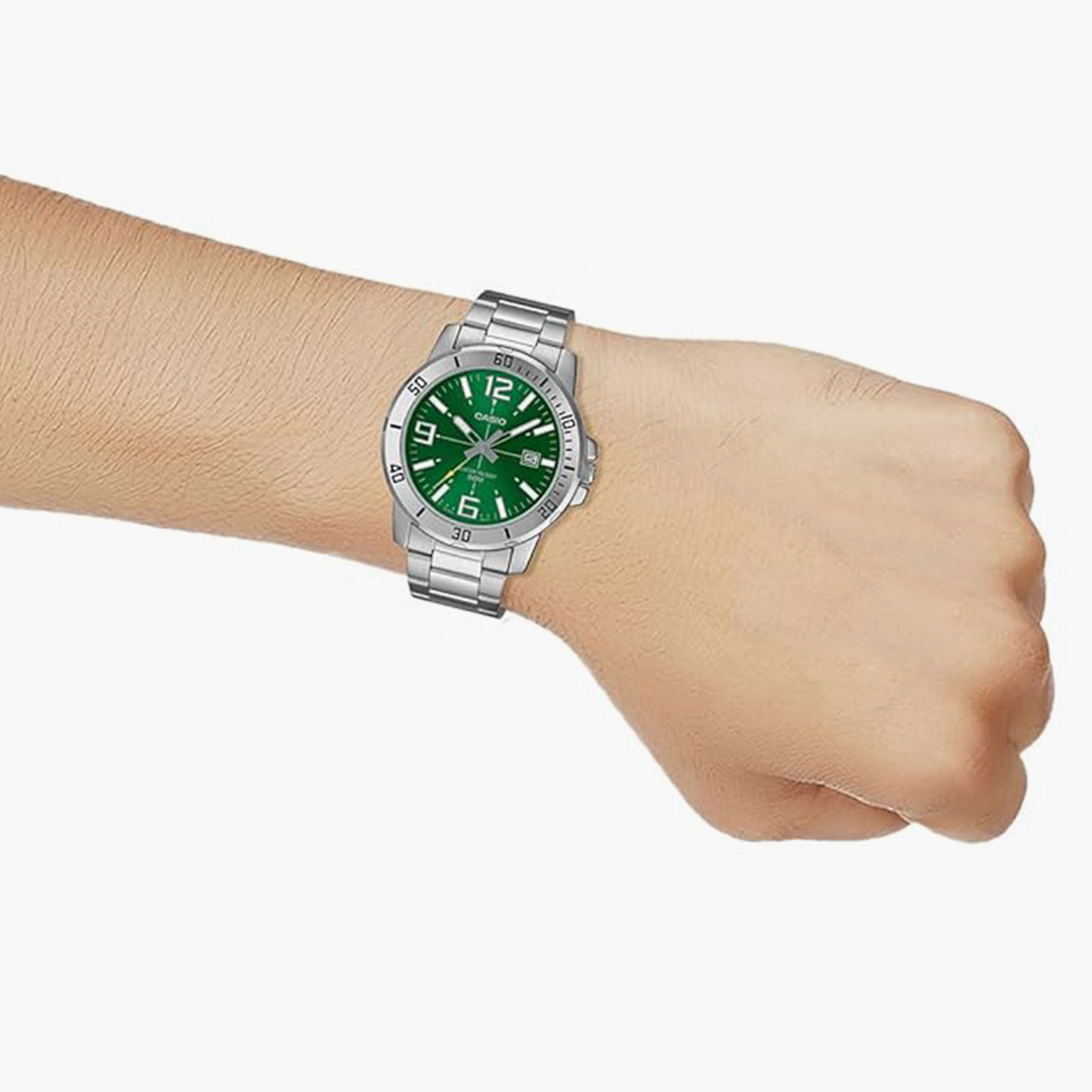 كاسيو- ساعة رجالية تناظرية حزام ستانلس ستيل لون فضي 45 مم | MTP-VD01D-3BVUDF-men-watchesandjewellery-watches-image-7