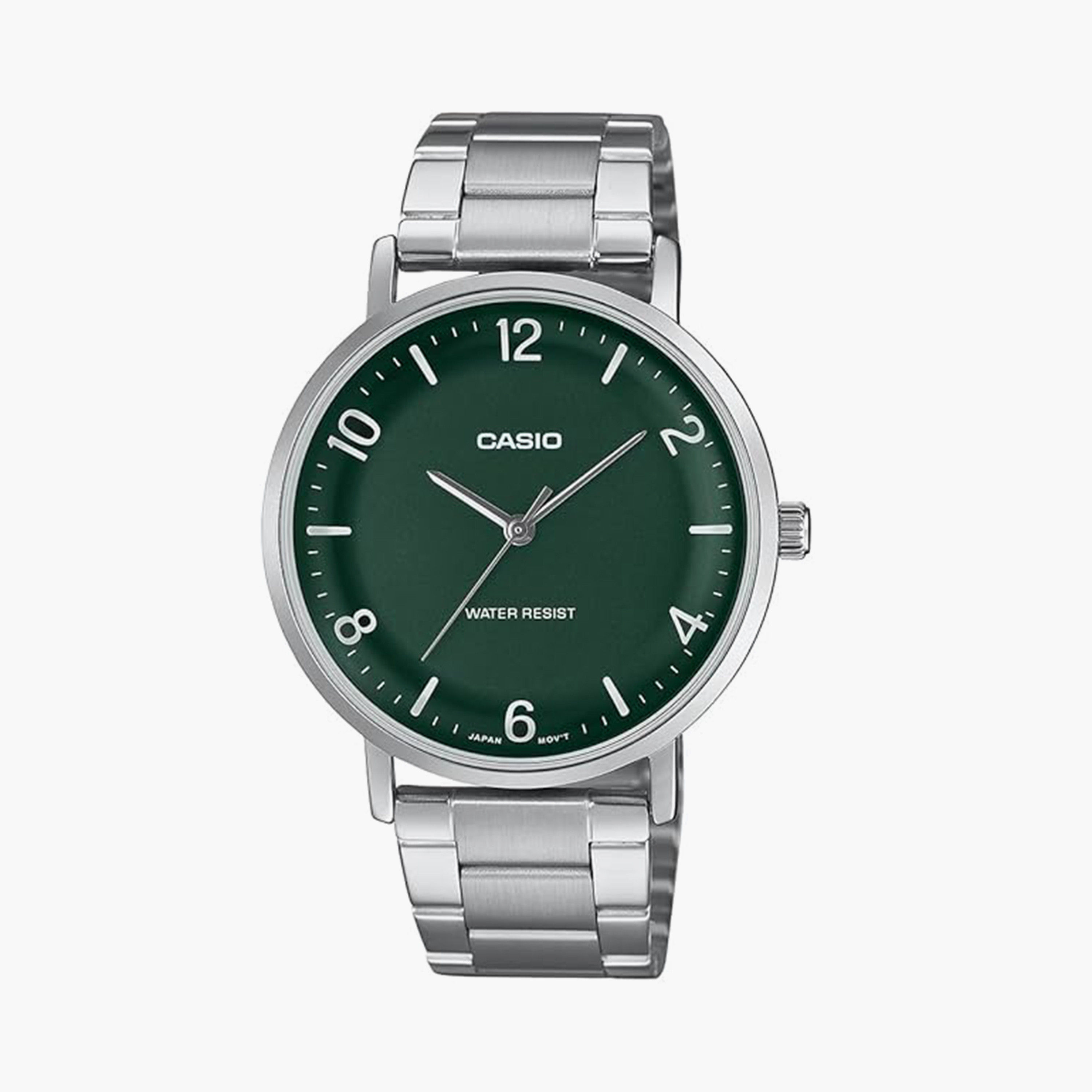 كاسيو- ساعة رجالية تناظرية حزام ستانلس ستيل لون فضي 40 مم | MTP-VT03D-3BDF-men-watchesandjewellery-watches-image-1
