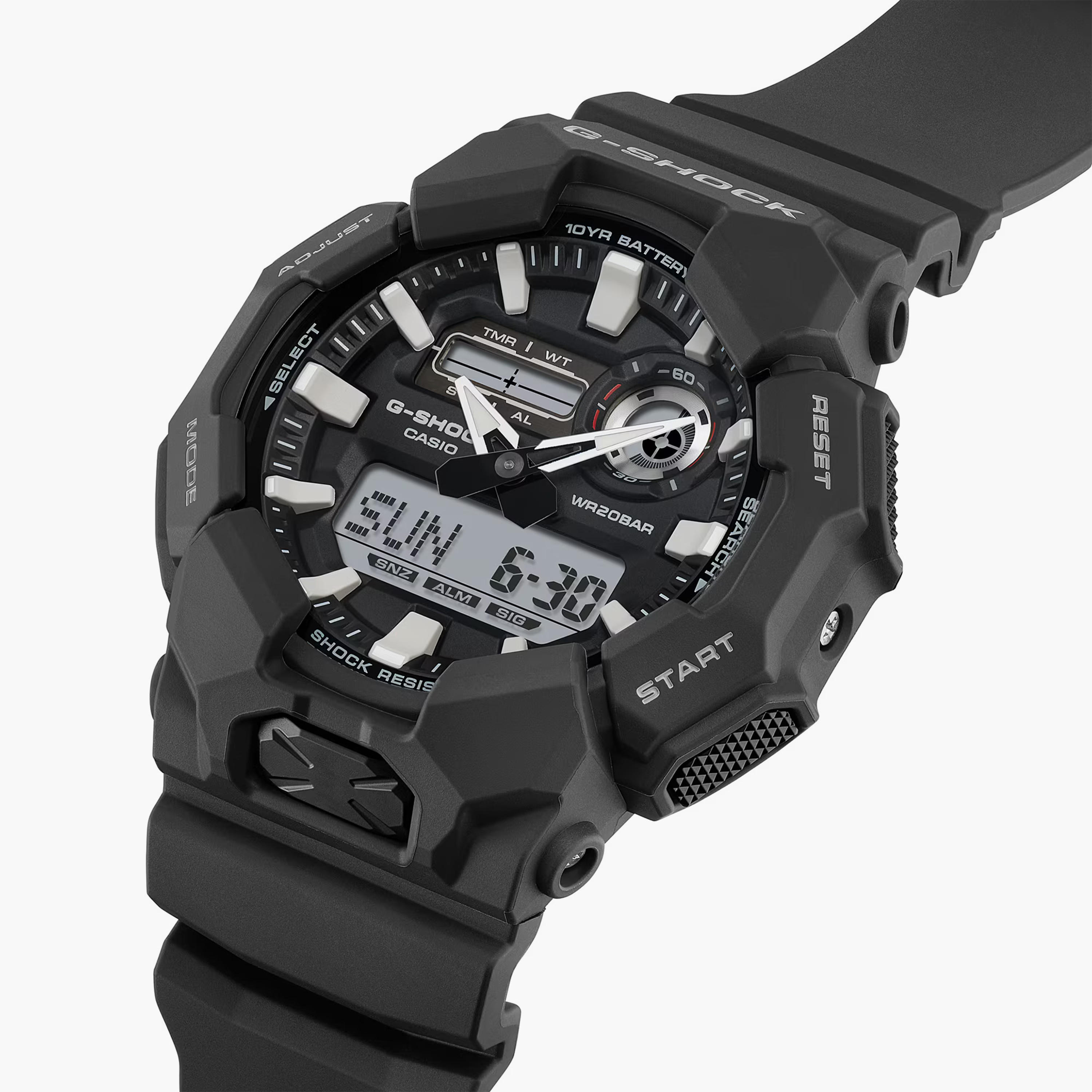 جي شوك- ساعة رجالية تناظرية/رقمية سوار بلاسيتيكي لون أسود 51 مم | GA-010-1ADR-men-watchesandjewellery-watches-image-4