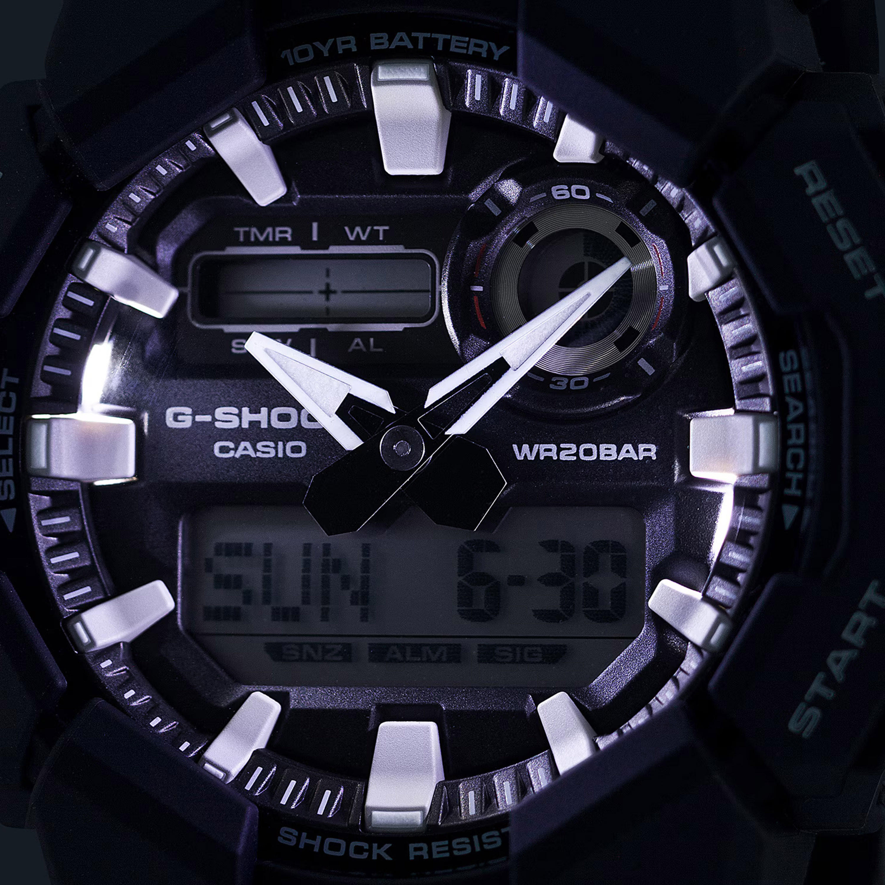 جي شوك- ساعة رجالية تناظرية/رقمية سوار بلاسيتيكي لون أسود 51 مم | GA-010-1ADR-men-watchesandjewellery-watches-image-8