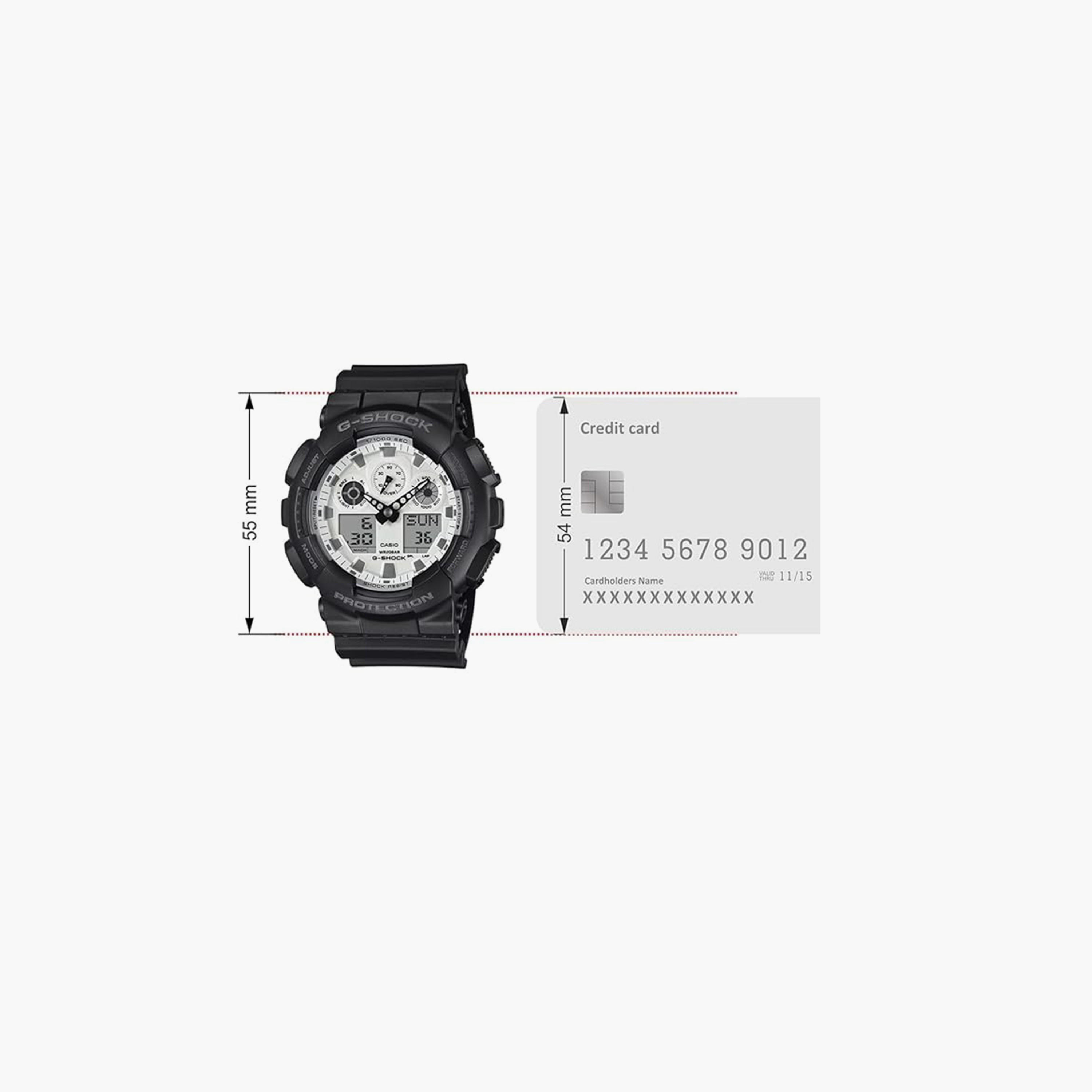 جي شوك- ساعة رجالية تناظرية/رقمية سوار بلاسيتيكي لون أسود 51 مم | GA-100WD-1ADR-men-watchesandjewellery-watches-image-5