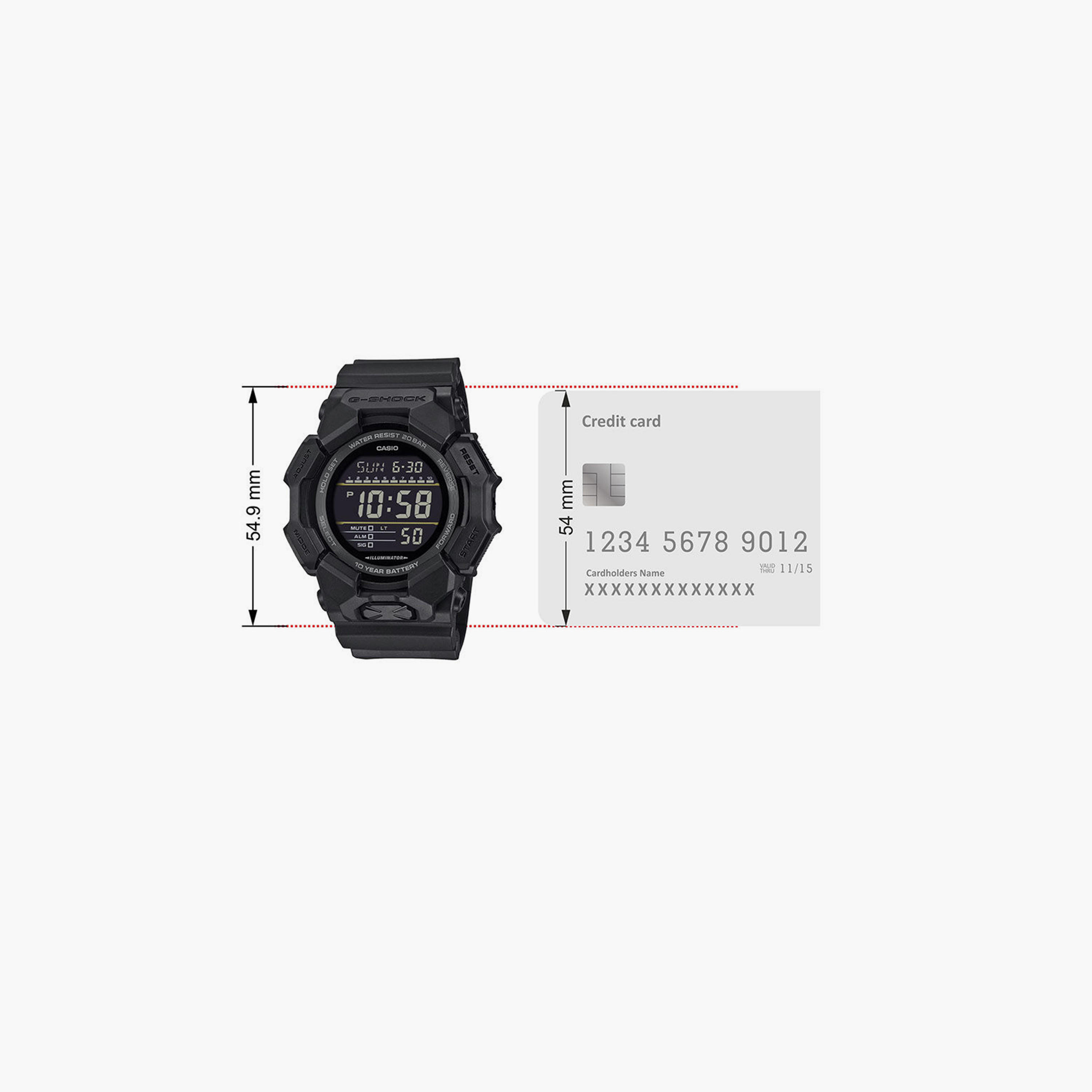 جي شوك- ساعة رجالية رقمية سوار بلاسيتيكي لون أسود  51 مم | GD-010-1A1DR-men-watchesandjewellery-watches-image-6