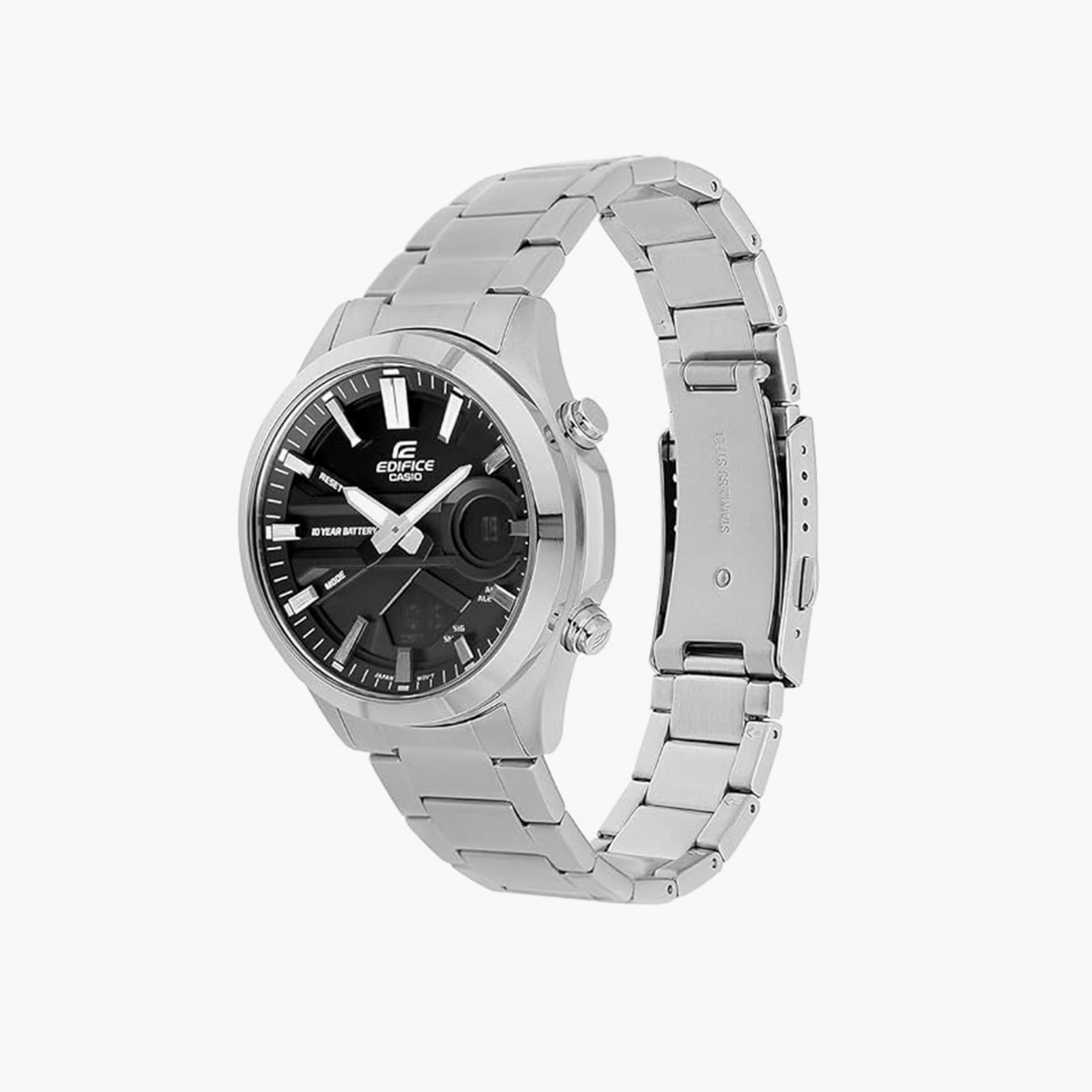 إديفيس- ساعة رجالية تناظرية/رقمية سوار ستانلس ستيل لون فضي 45 مم | EFV-C120D-1ADF-men-watchesandjewellery-watches-image-2