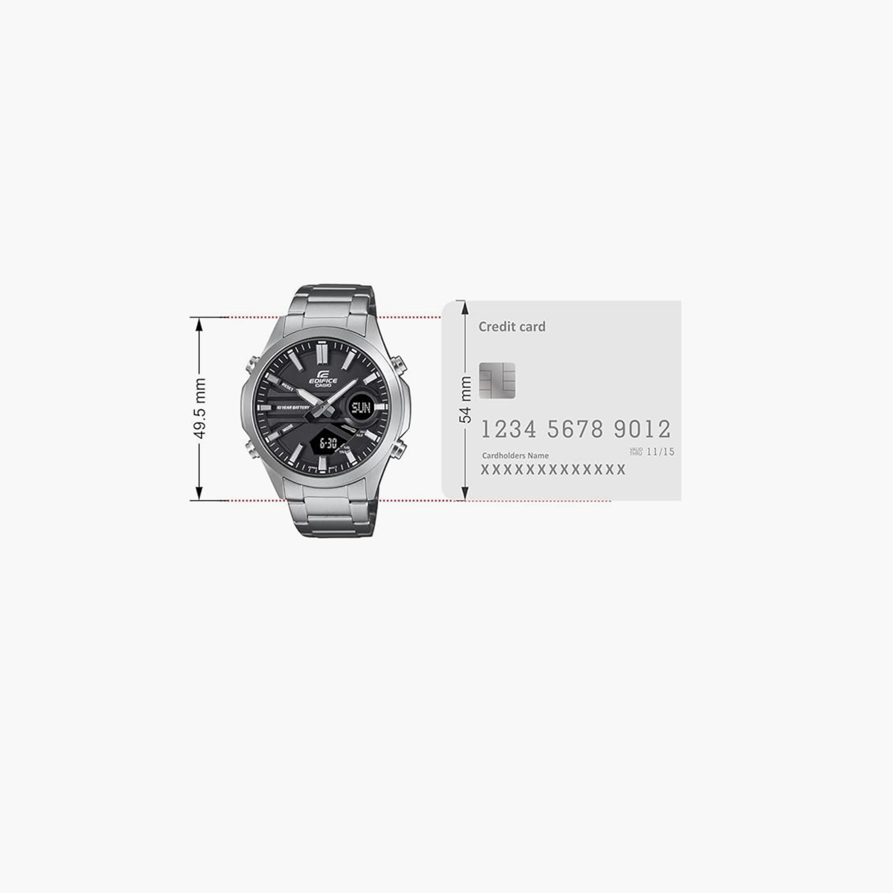 إديفيس- ساعة رجالية تناظرية/رقمية سوار ستانلس ستيل لون فضي 45 مم | EFV-C120D-1ADF-men-watchesandjewellery-watches-image-6