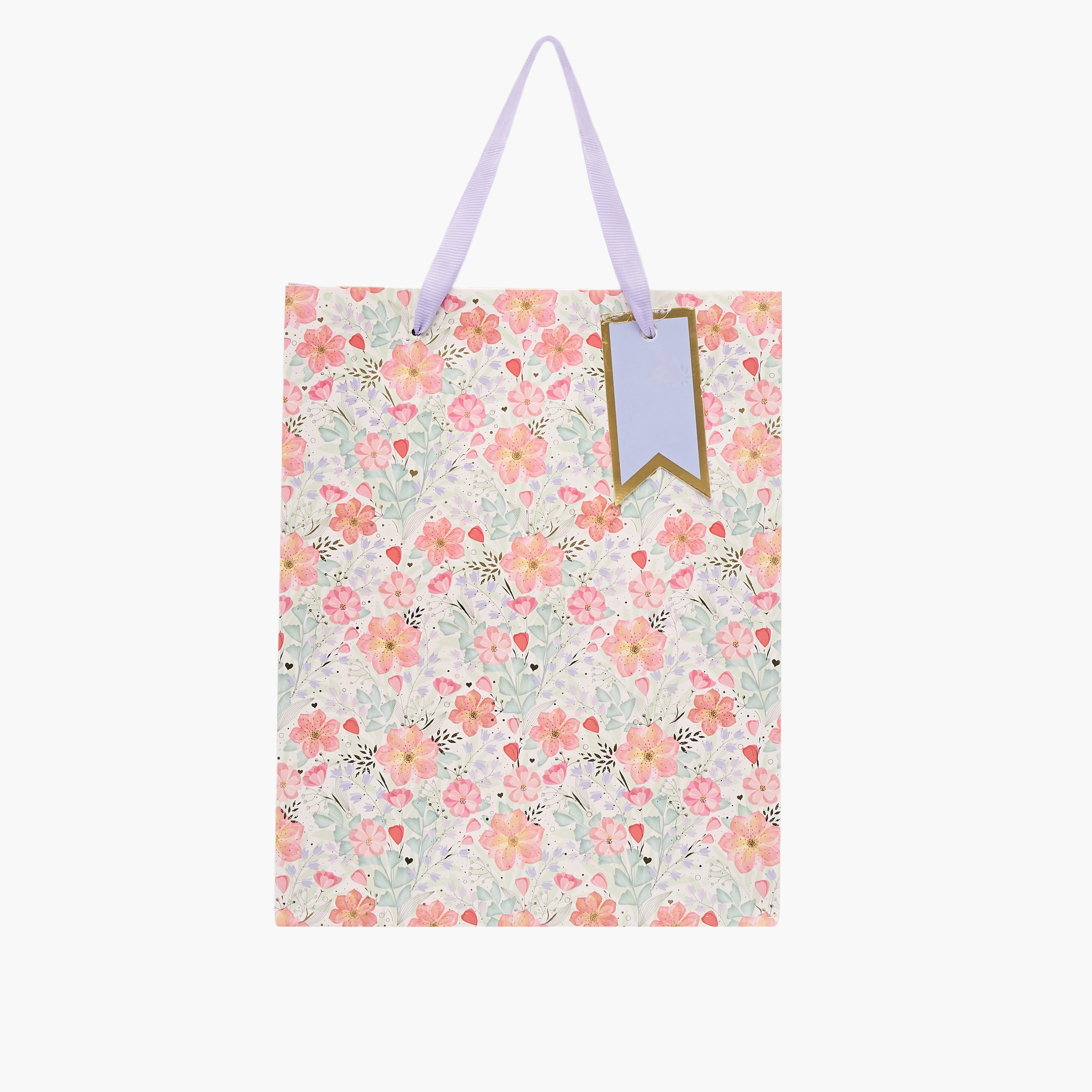 Floral Print Paper Gift Bag - Medium-household-giftingaccessories-giftings-image-1