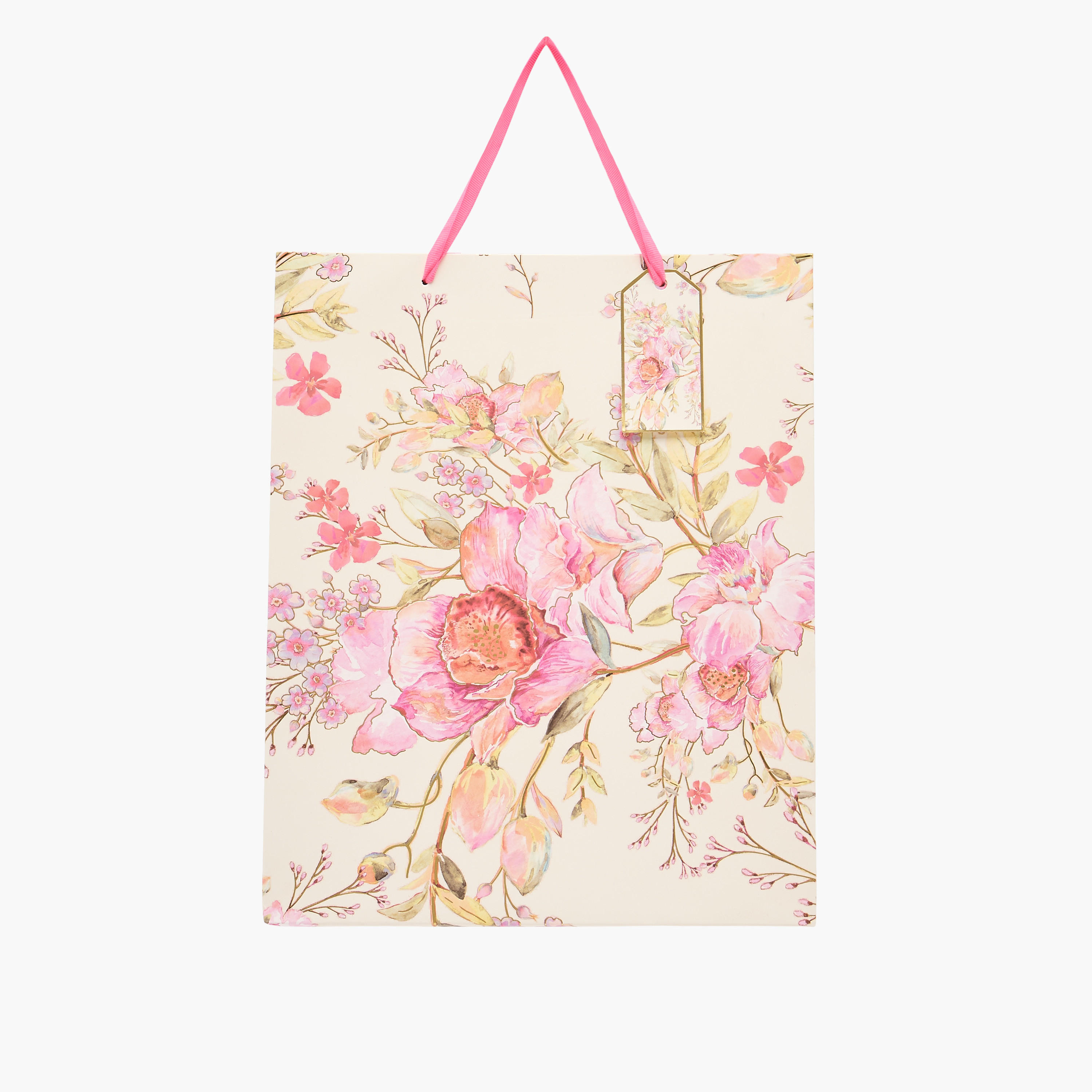 Floral Print Paper Gift Bag - Large-household-giftingaccessories-giftings-image-1