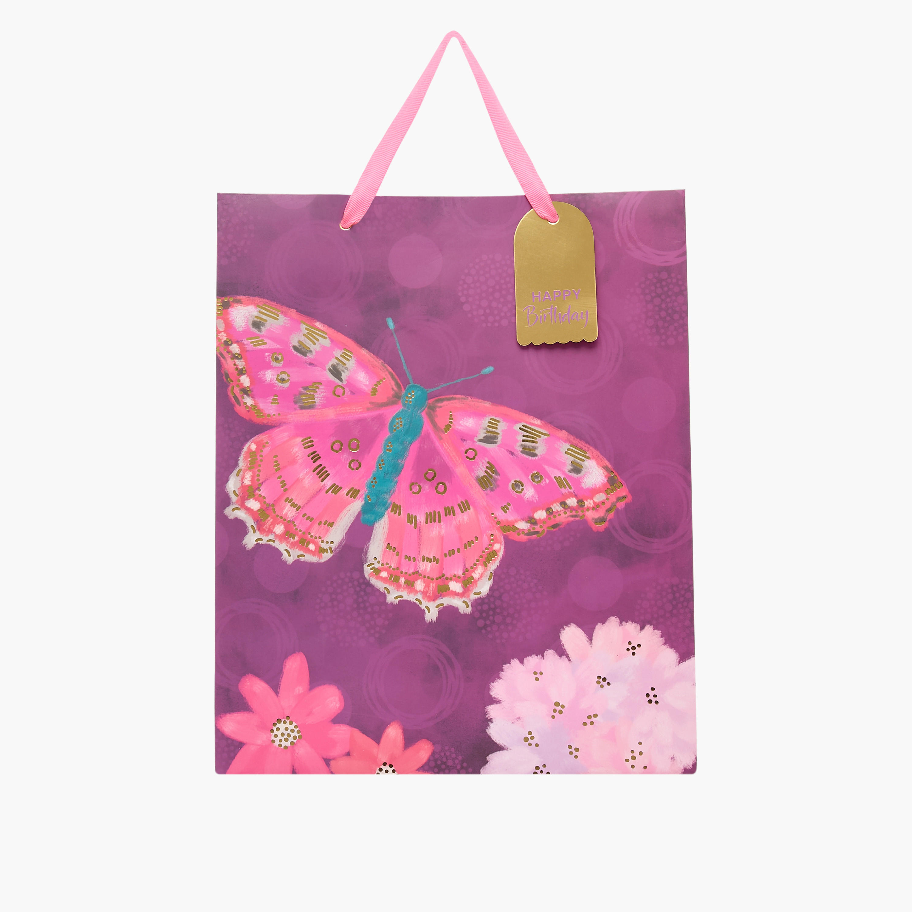 Butterfly Print Paper Gift Bag - Large-household-giftingaccessories-giftings-image-1