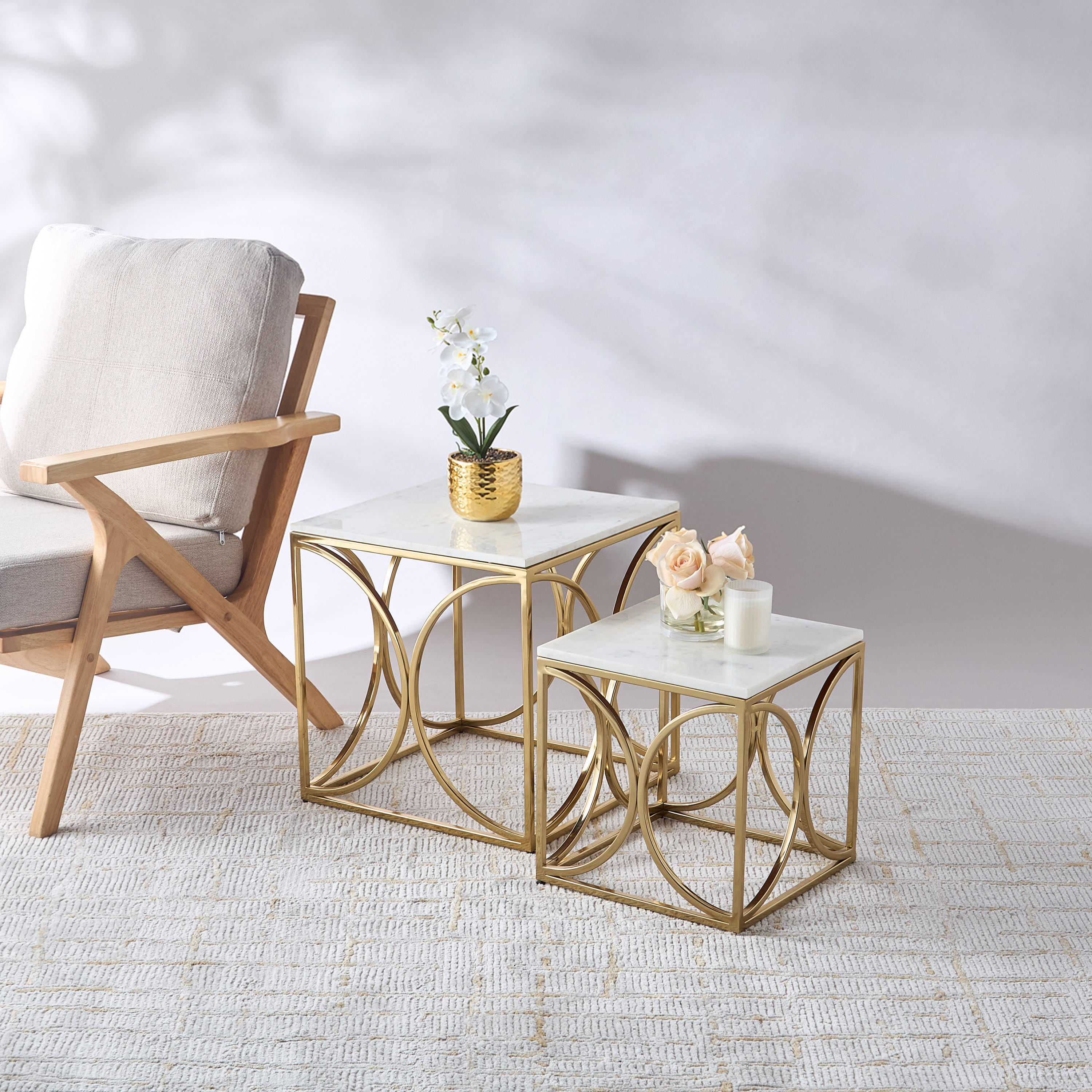 طقم طاولات متداخلة مربعة بسطح رخام وتصميم هندسي قطعتين من جيا-furniture-livingroom-nestoftables-image-1