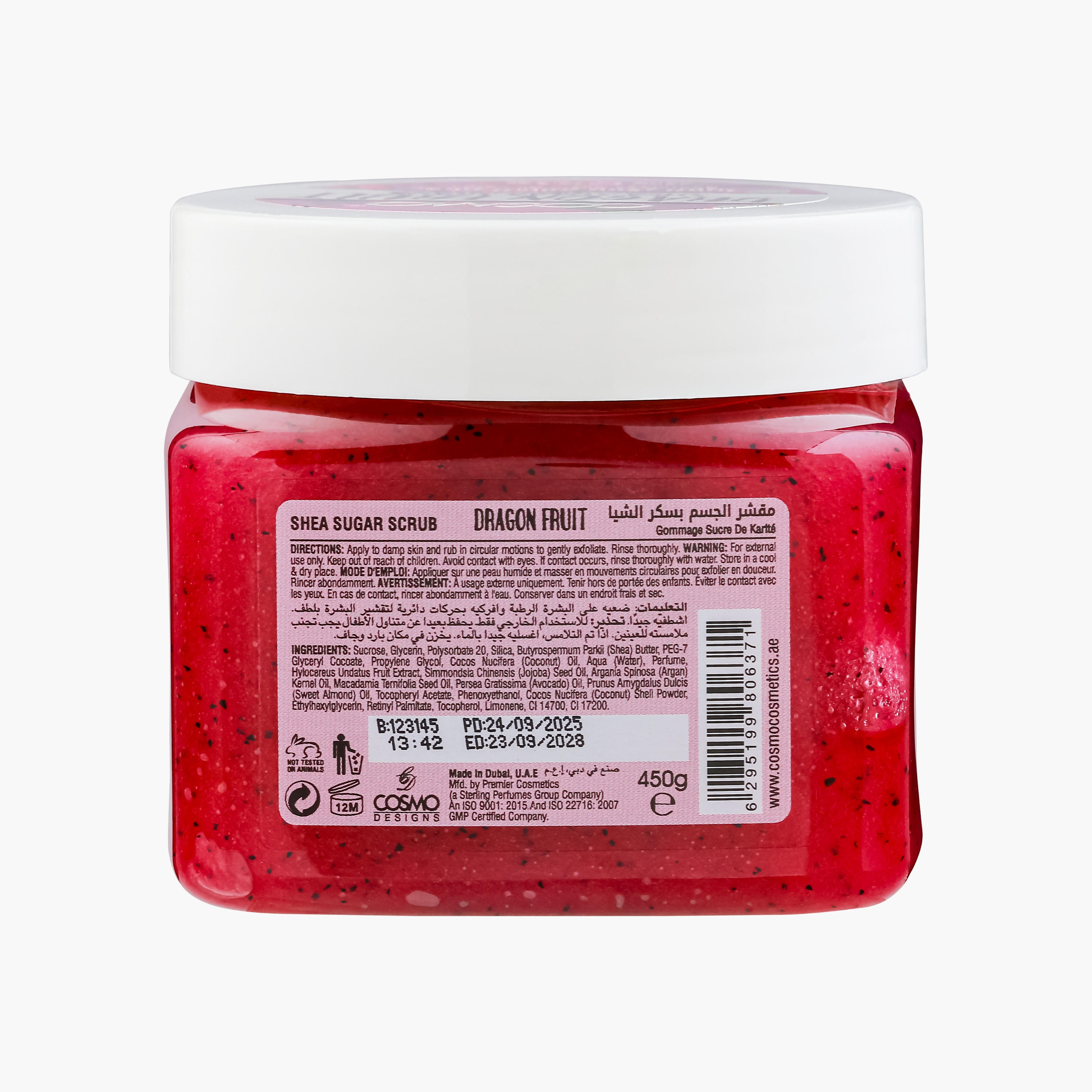 Cosmo Sugar Scrub Shea Butter& Dragon Fruit 450 Ml-beautyandpersonalcare-bathandbody-bathandshower-scrubs-image-3