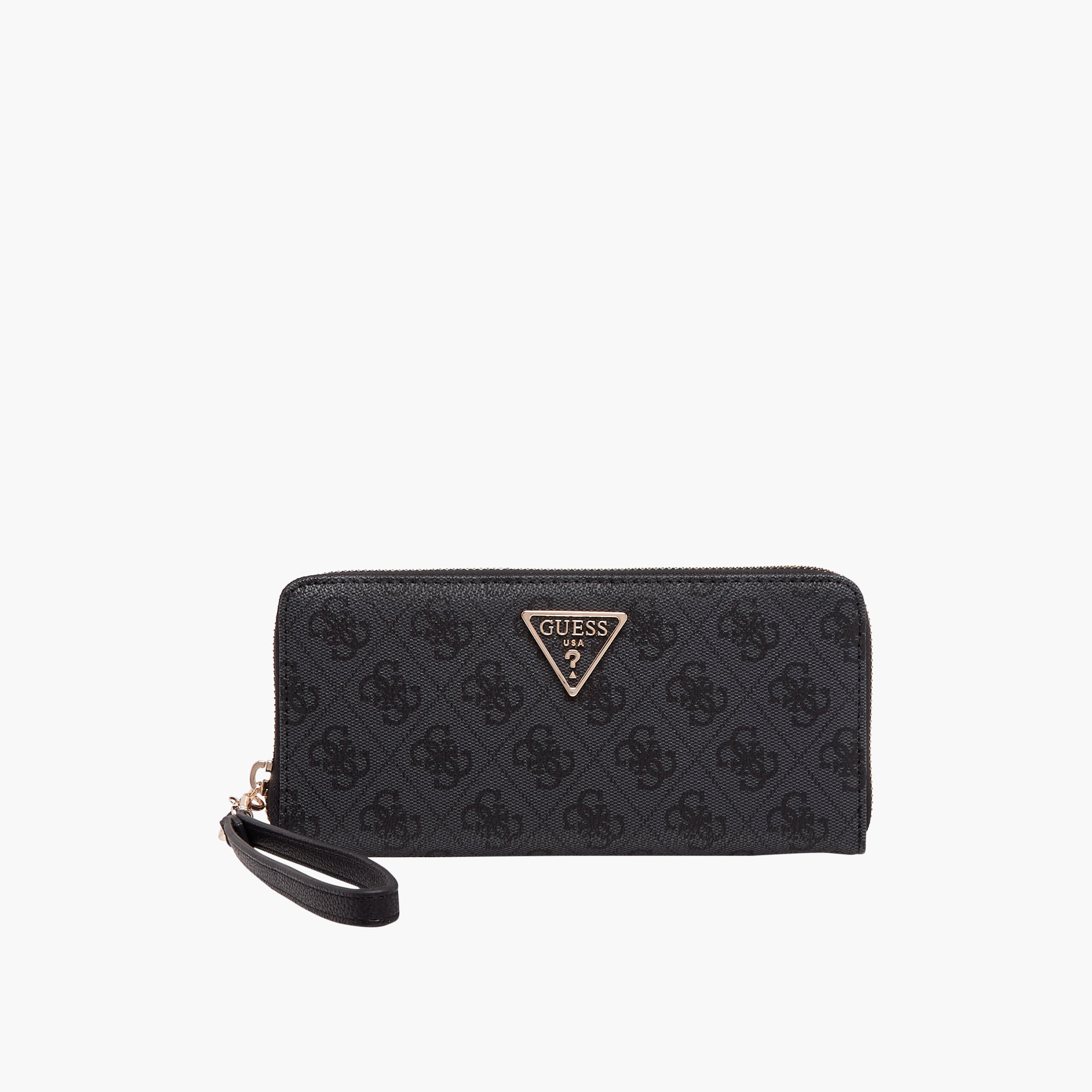 Guess Monogram Textured Wallet with Wristlet Strap-women-bagsandwallets-wallets-image-1