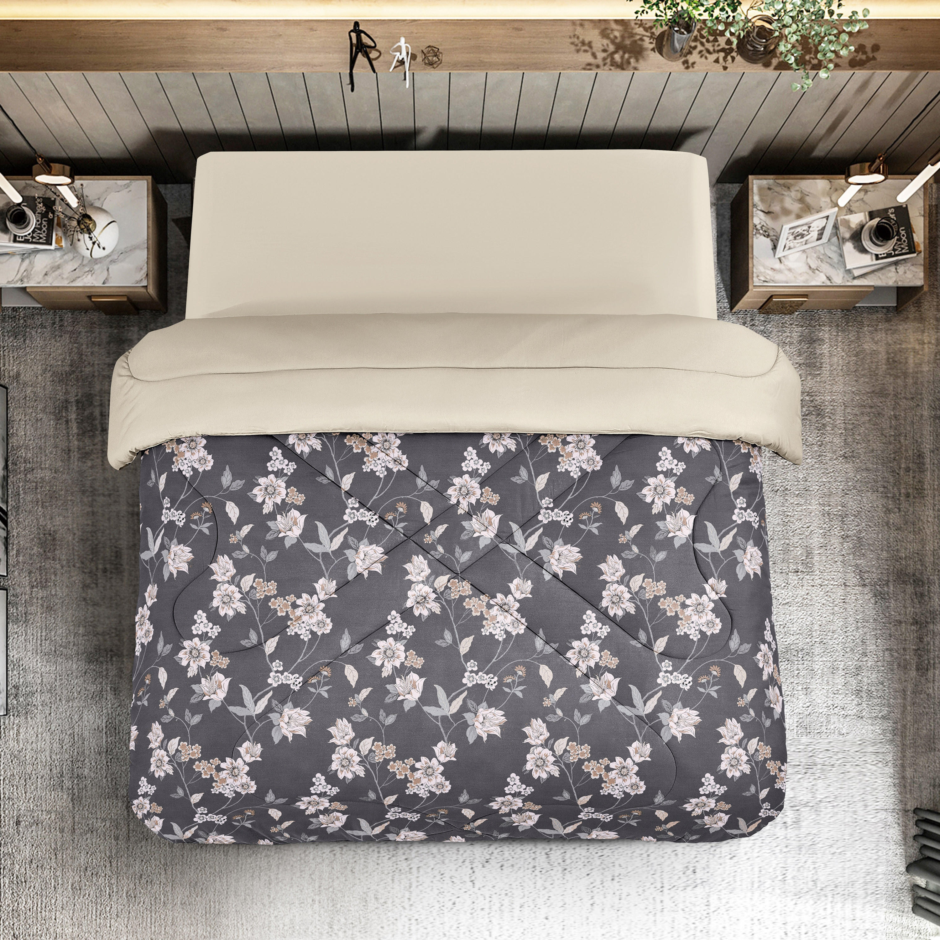 لحاف ملفوف توين قابل للاستخدام على الوجهين لجميع الفصول من يونيك هوم - 240x160 سم-household-bedding-comfortersandbedspreads-comforters-image-1