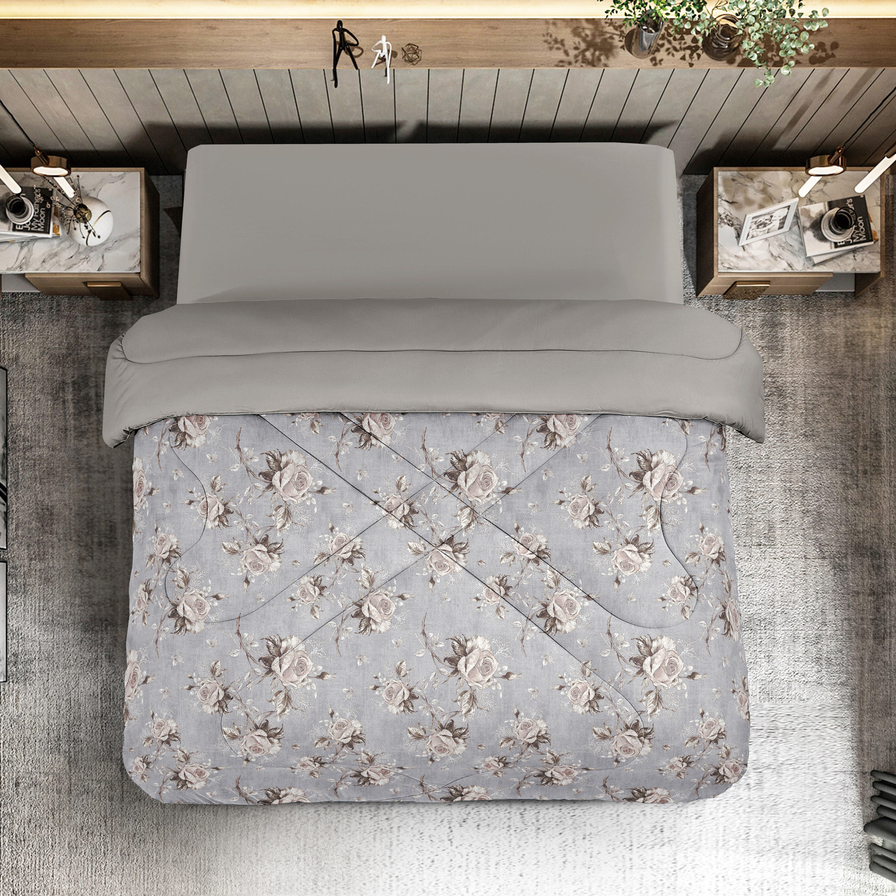 لحاف ملفوف توين قابل للاستخدام على الوجهين لجميع الفصول من يونيك هوم - 240x160 سم-household-bedding-comfortersandbedspreads-comforters-image-1