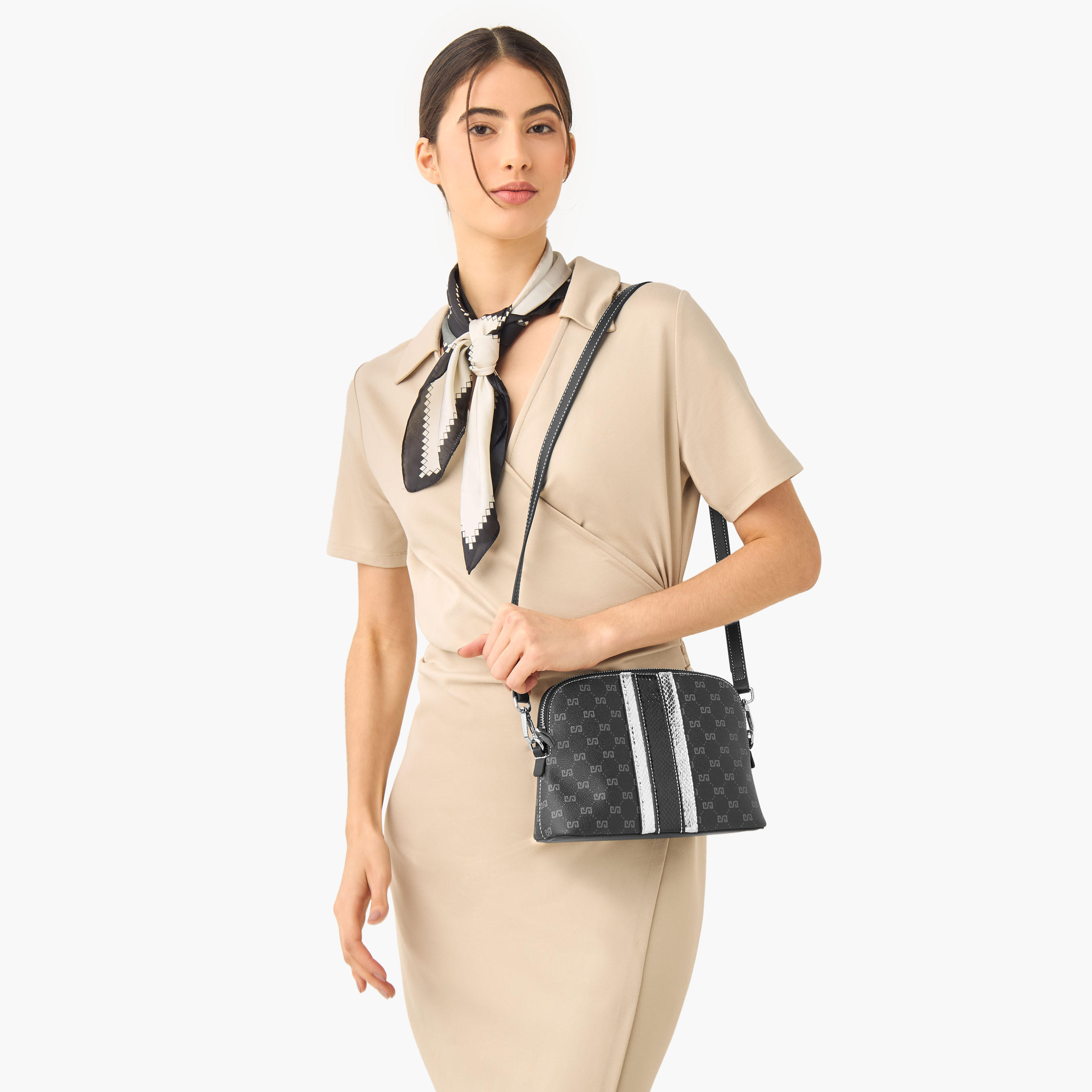 Sasha Tia Monogram Print Crossbody Bag with Adjustable Strap-women-bagsandwallets-handbags-image-2