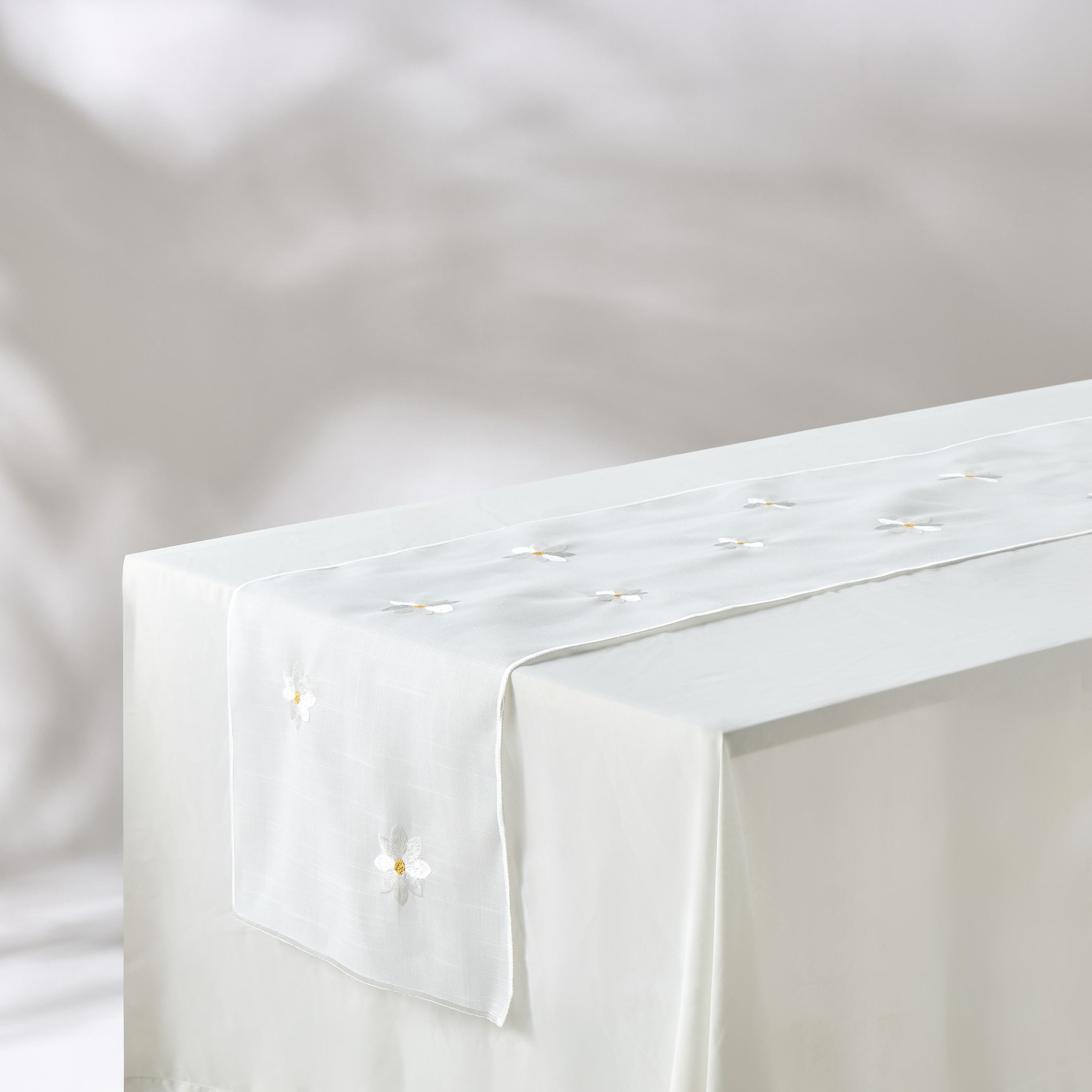 Daisy Embroidered Table Runner - 180x35 cms-household-dining-tablelinen-runnersandtablecovers-image-2
