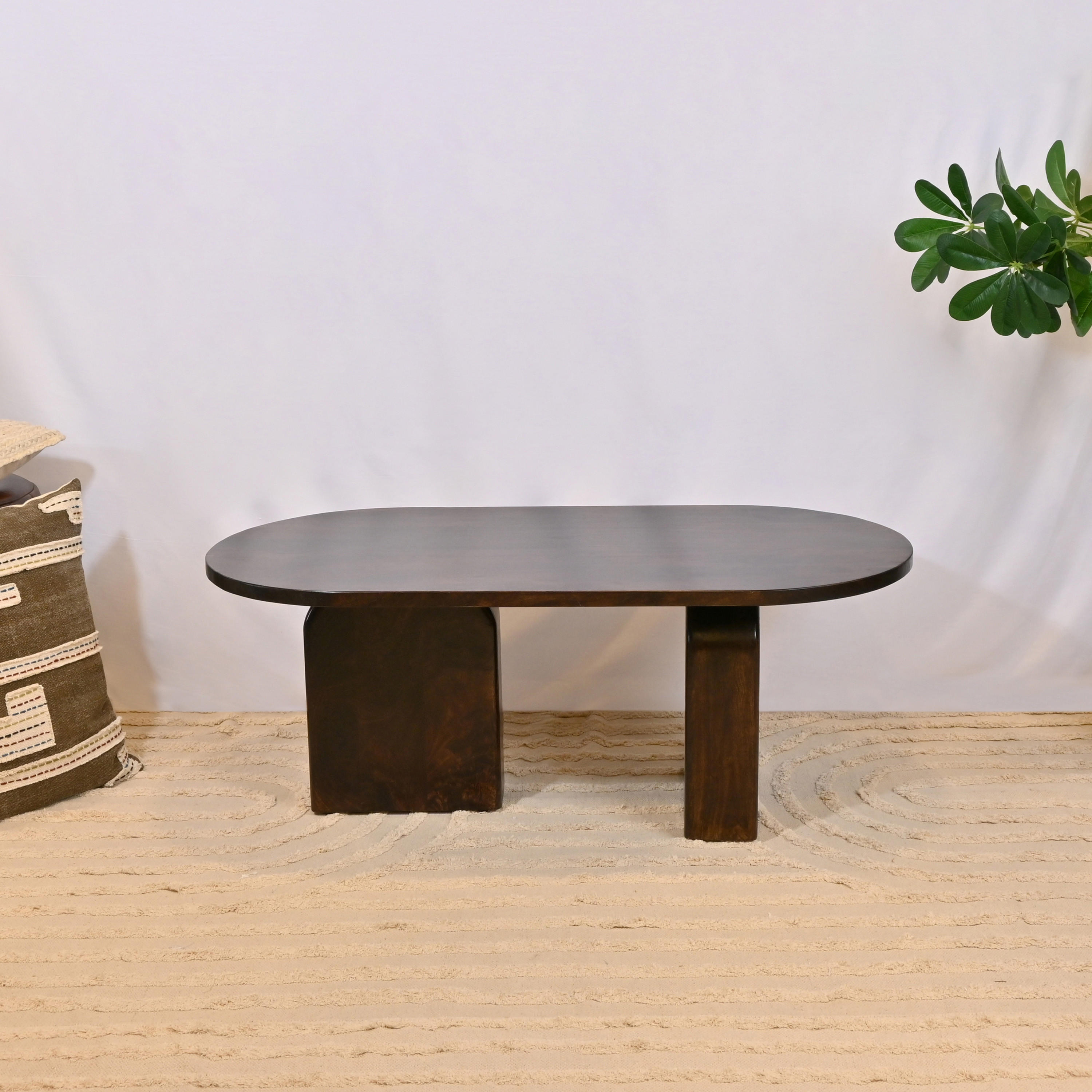 Crafted by Lifestyle Oval Wooden Top Coffee Table - 40x60 cms-furniture-livingroom-coffeetables-image-2