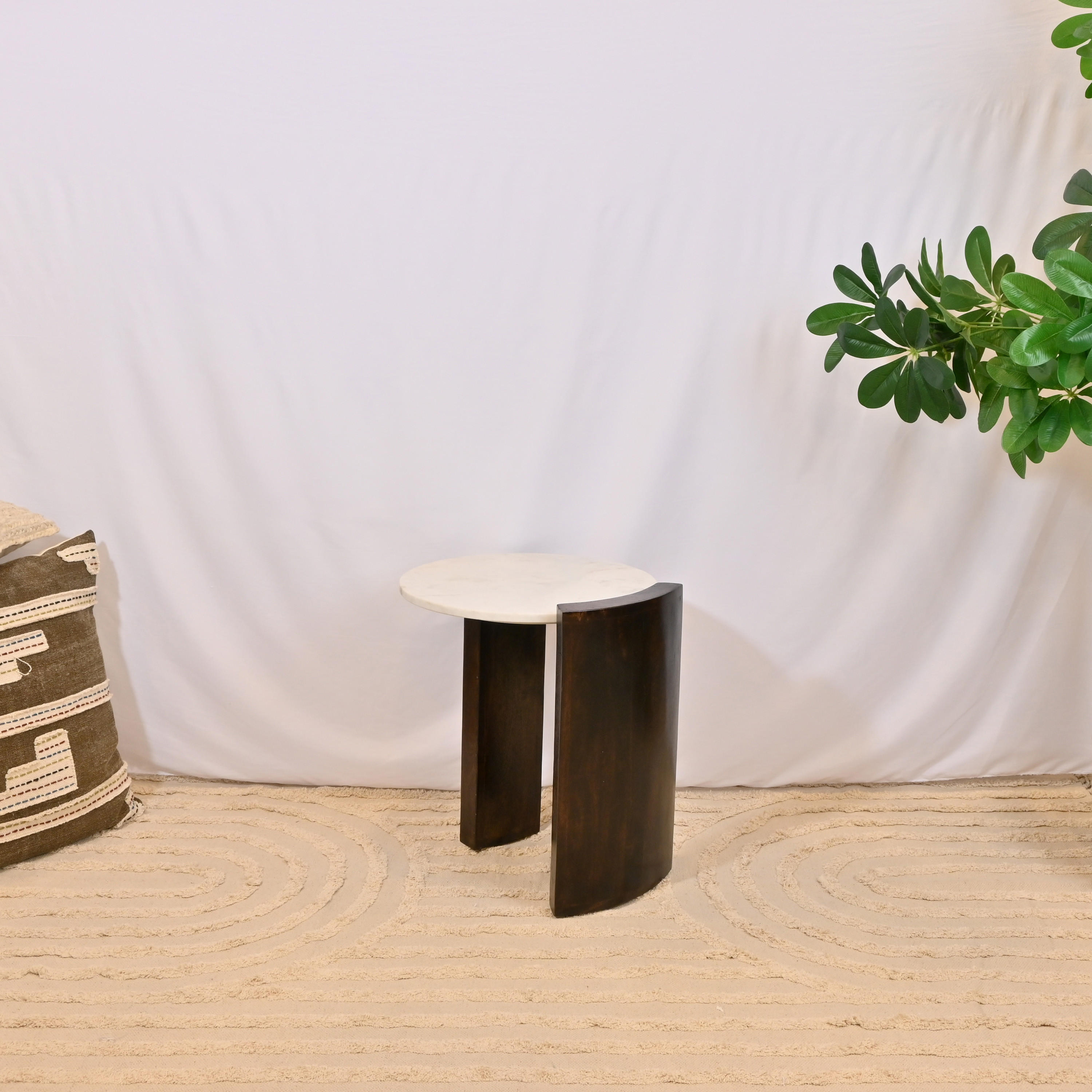 Crafted by Lifestyle Round Wooden Top Accent Table - 45x35x50 cms-furniture-livingroom-sideandendtables-image-2