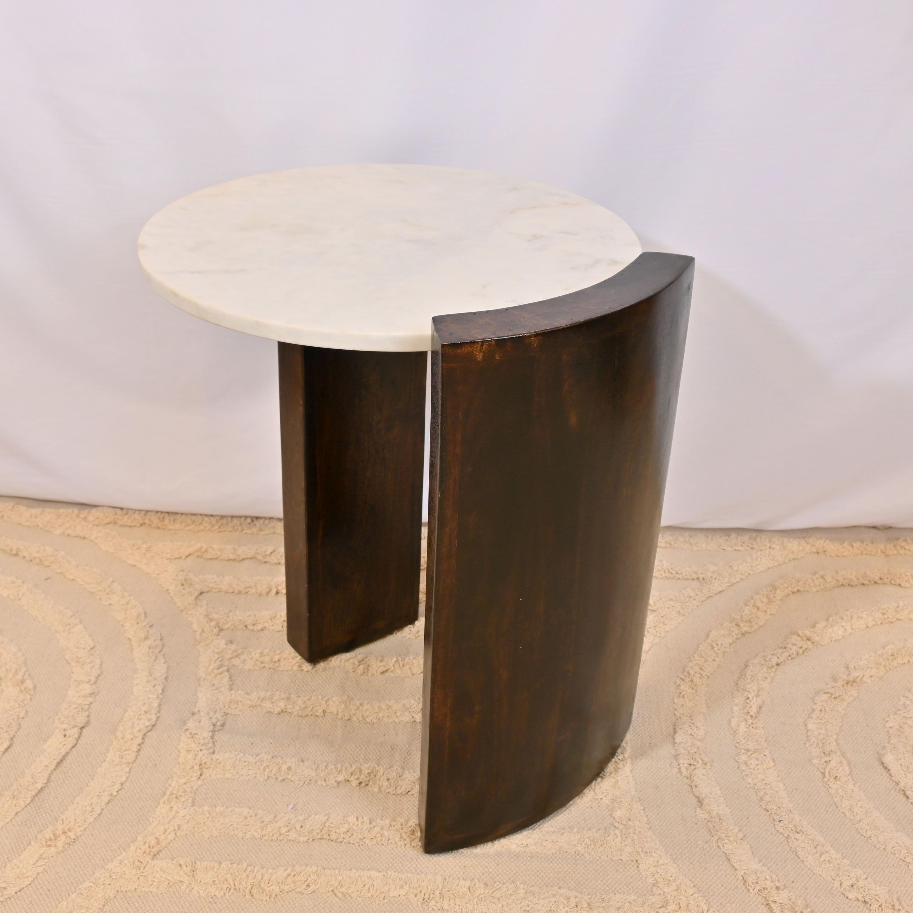 Crafted by Lifestyle Round Wooden Top Accent Table - 45x35x50 cms-furniture-livingroom-sideandendtables-image-5