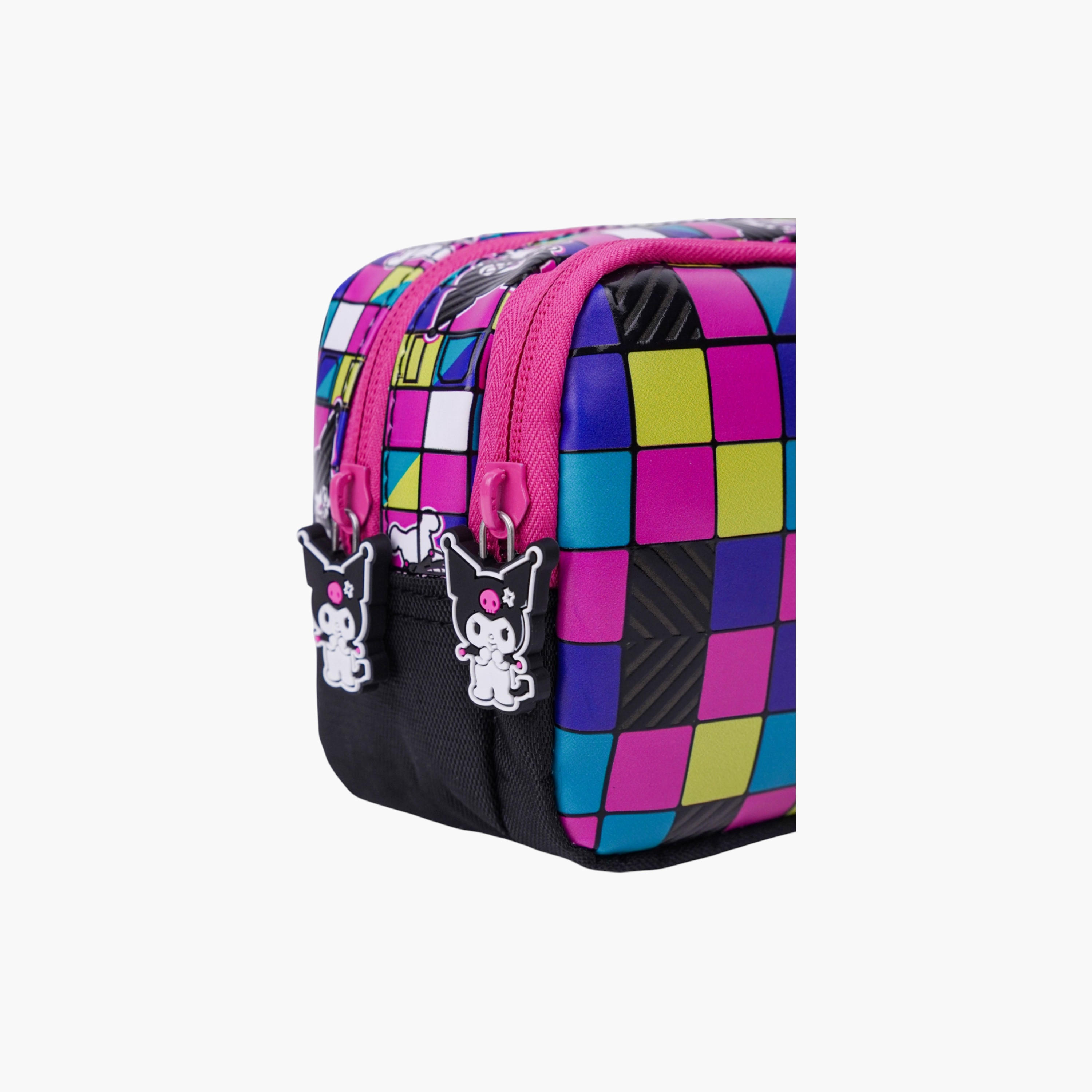 Sanrio Kuromi Print 2-Compartment Pencil Pouch with Zip Closure-school-stationery-pencilcases-image-3