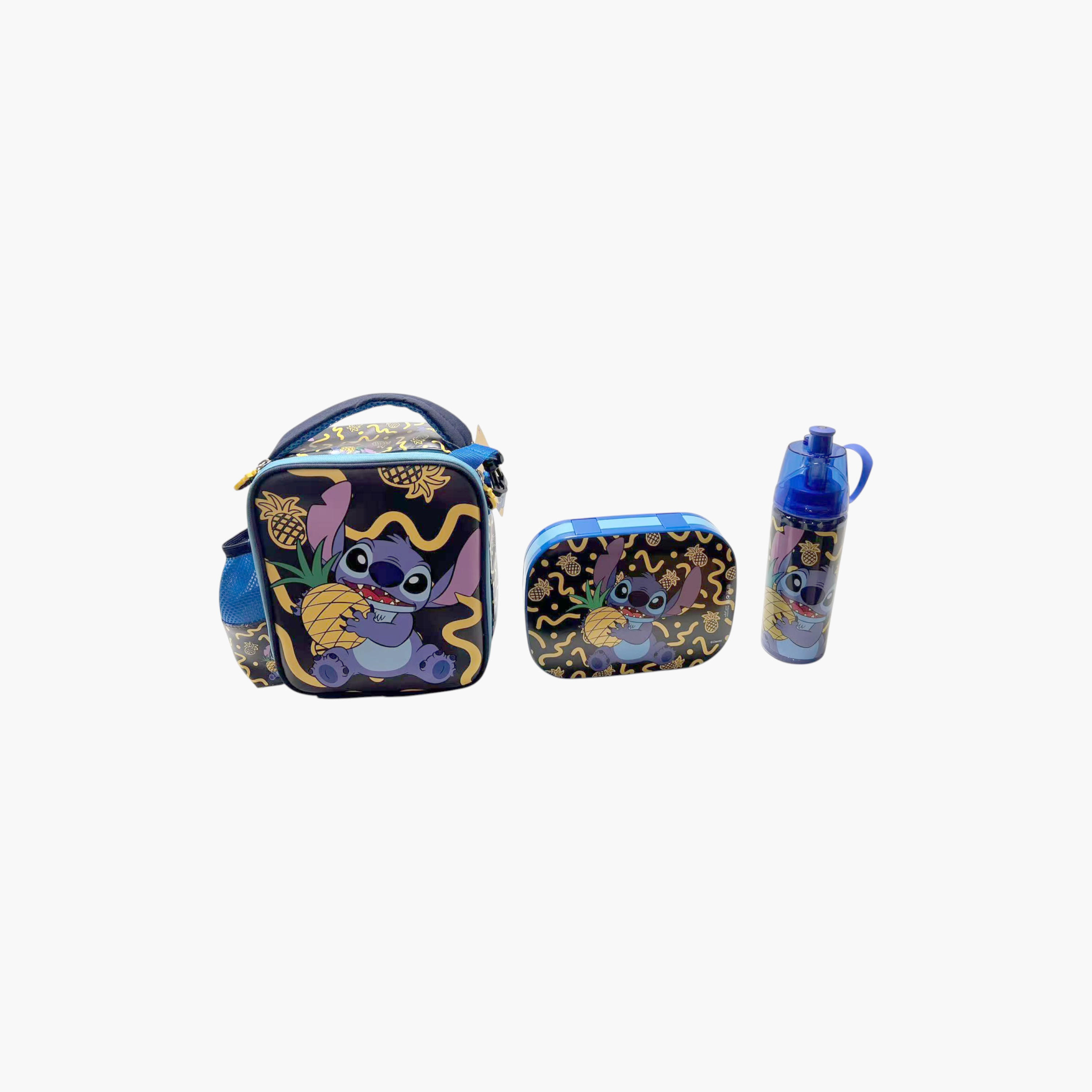 Disney Stitch Print Water Bottle with Lunch Box and Bag-school-lunchessentials-lunchbags-image-1