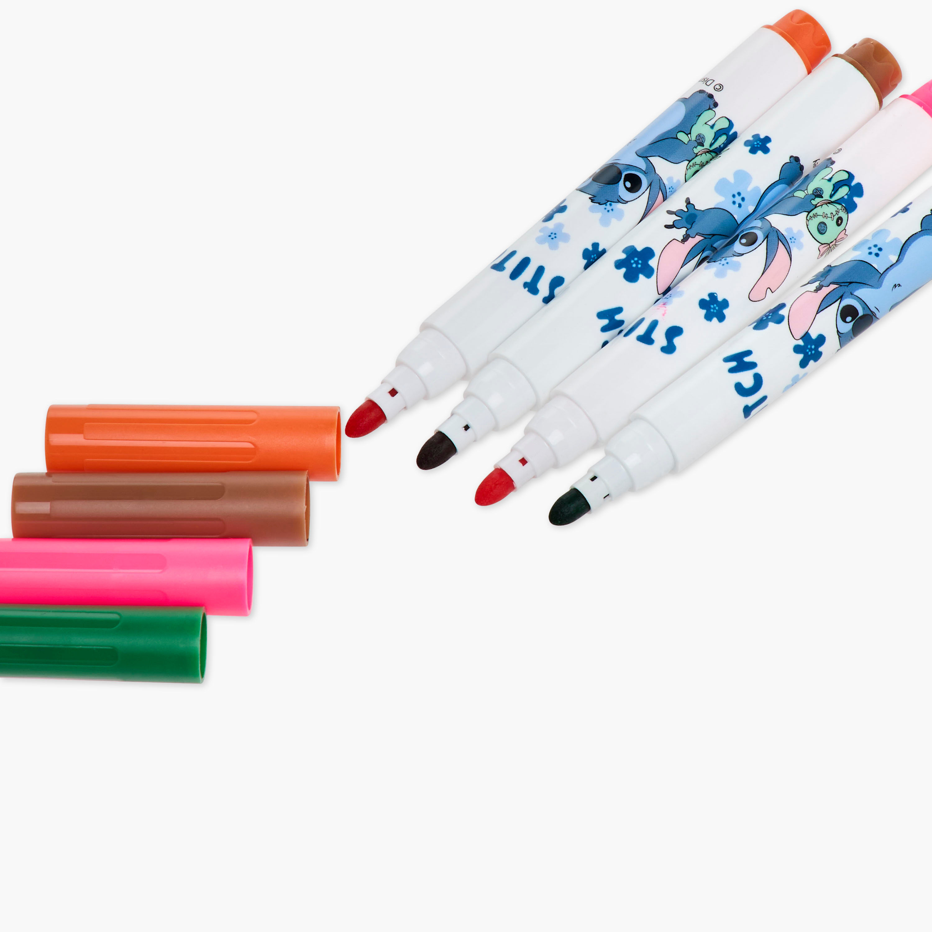 مجموعة أقلام تلوين قابلة للغسل 12 قطعة بطبعات ستيتش من ديزني-school-stationery-pensandpencils-image-3
