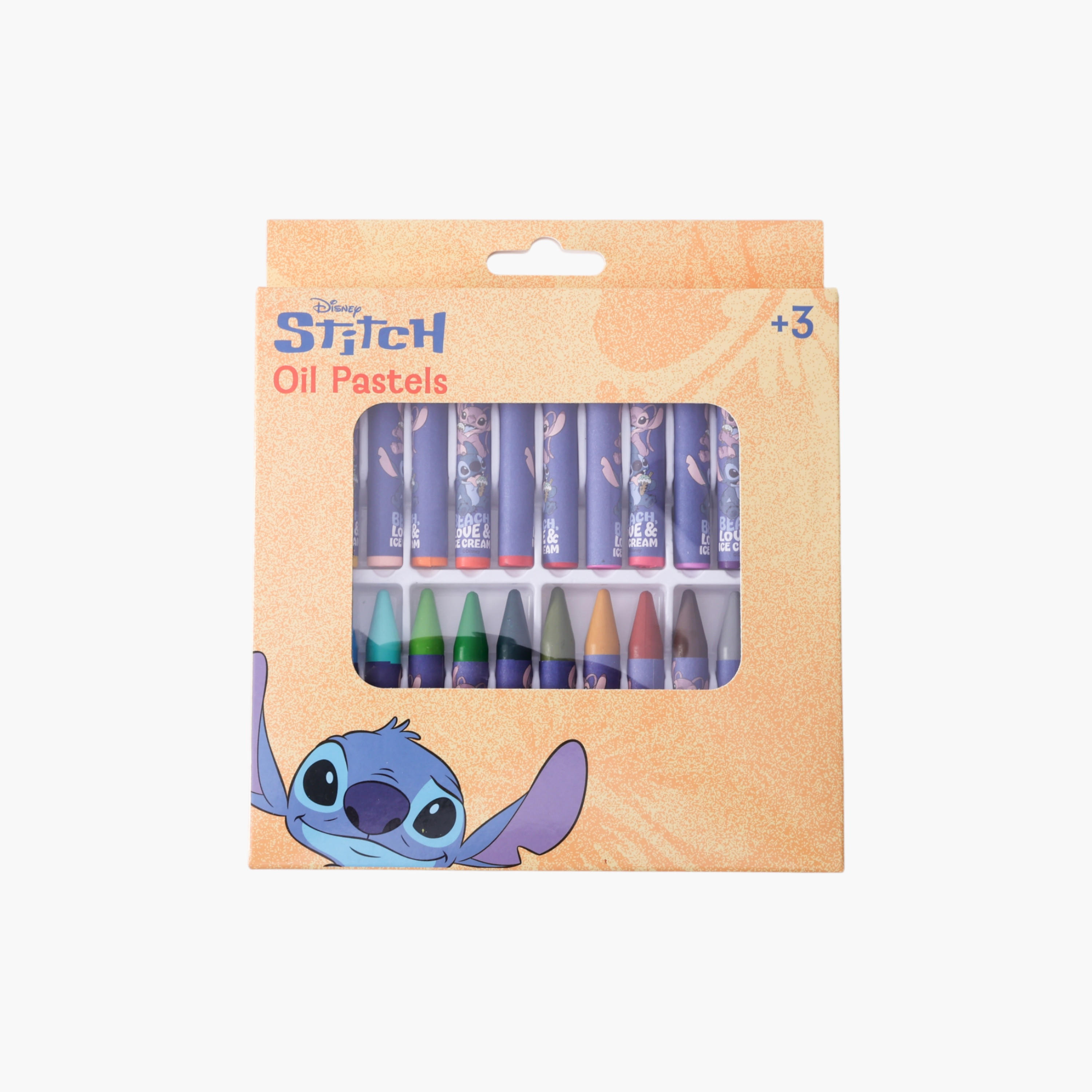 طقم ألوان باستيل زيتية 24 قطعة بطبعات ستيتش من ديزني-school-stationery-pensandpencils-image-1