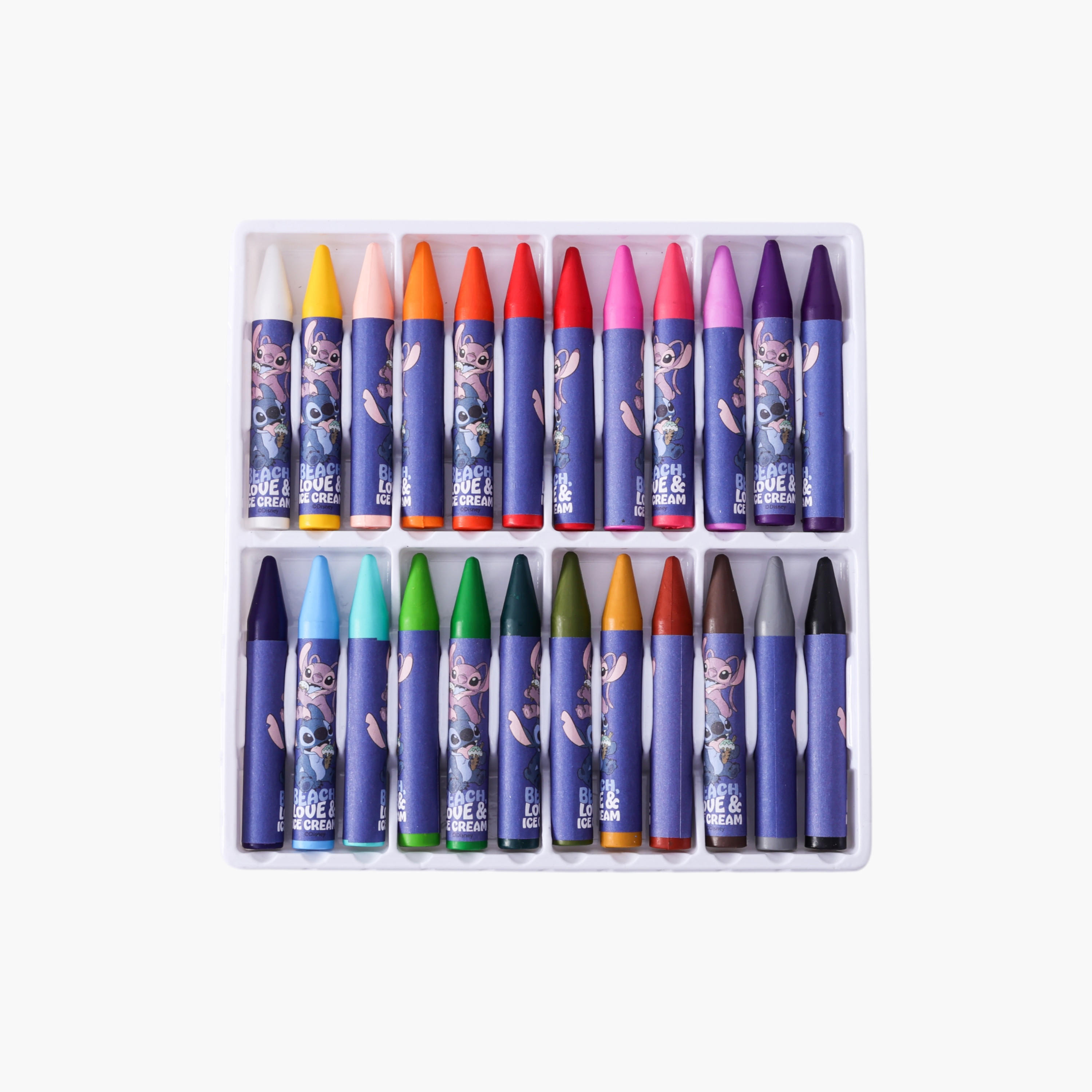 طقم ألوان باستيل زيتية 24 قطعة بطبعات ستيتش من ديزني-school-stationery-pensandpencils-image-2