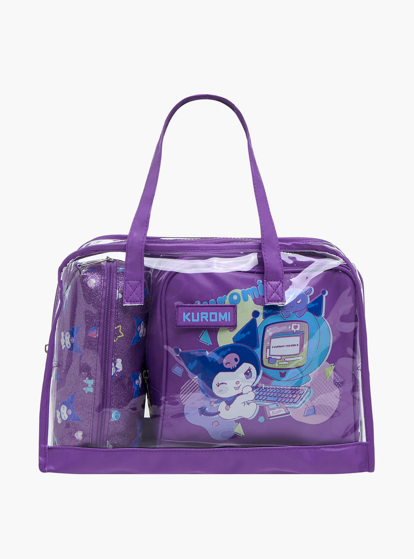 Sanrio 3-Piece Kuromi Print Cosmetic Bag Set-school-lunchessentials-lunchbags-image-2