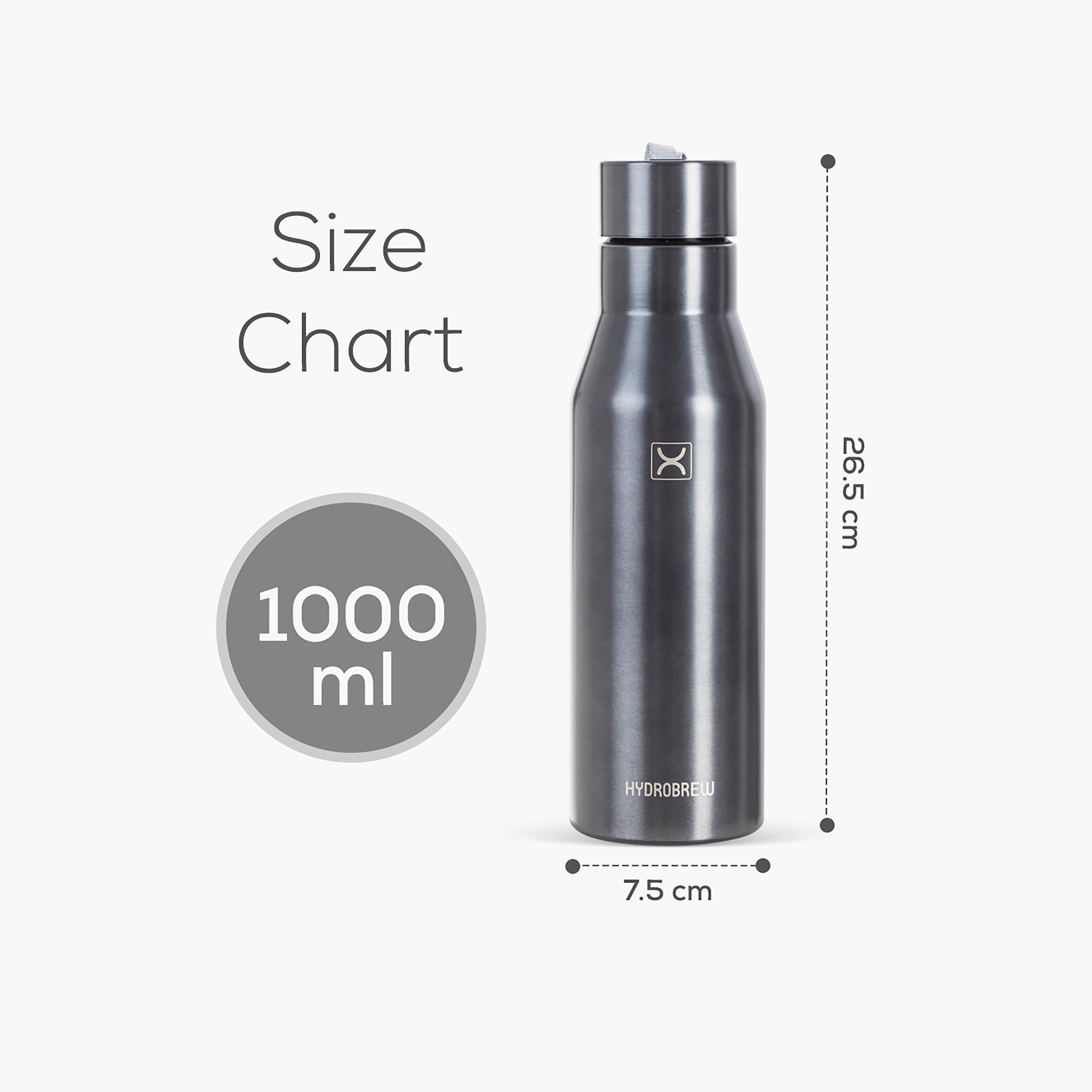 Hydrobrew Solid Stainless Steel Water Bottle - 1 L-school-waterbottles-image-7