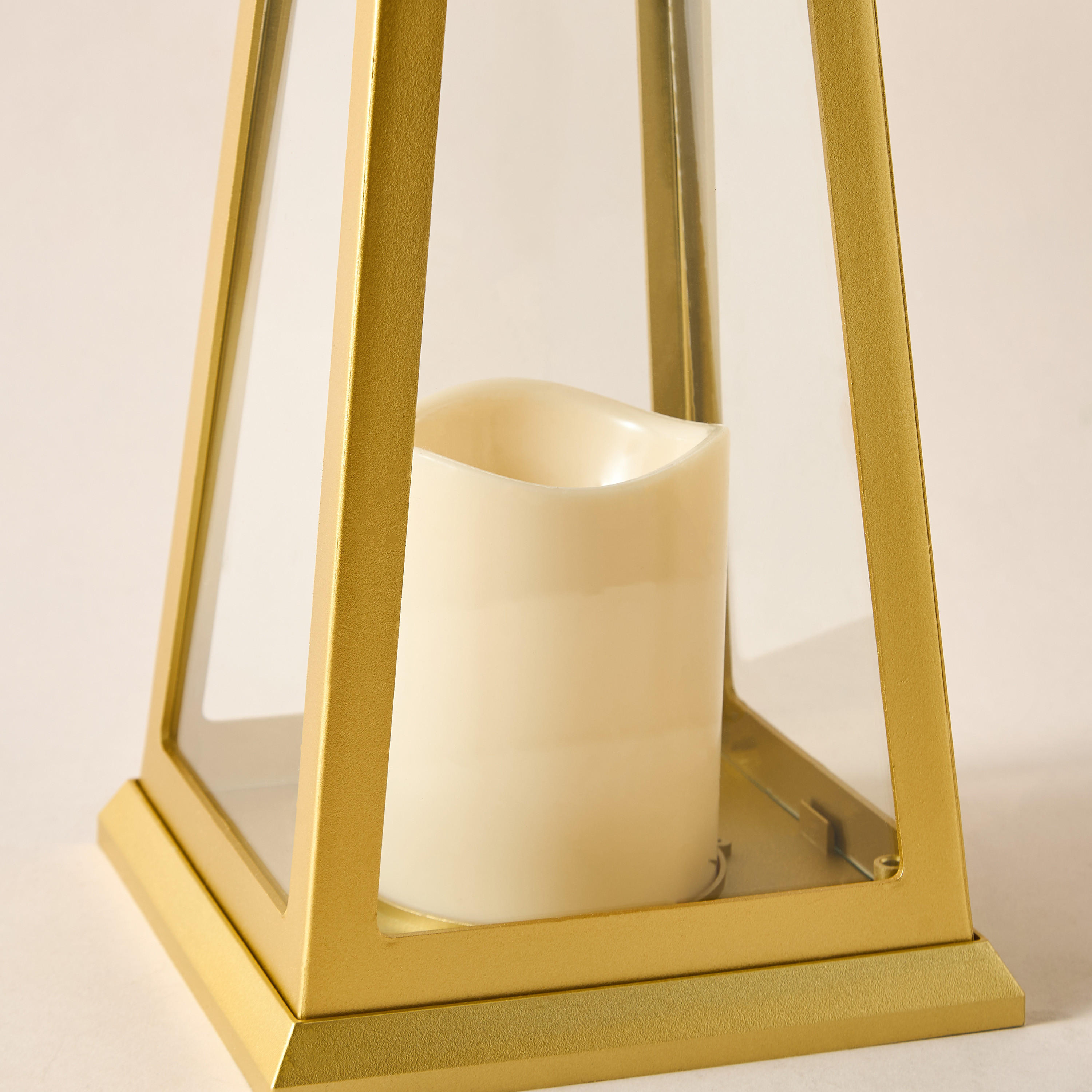 Metal Lantern with LED Flame Candle - 15x15x31 cms-household-homefragrance-candles-image-4