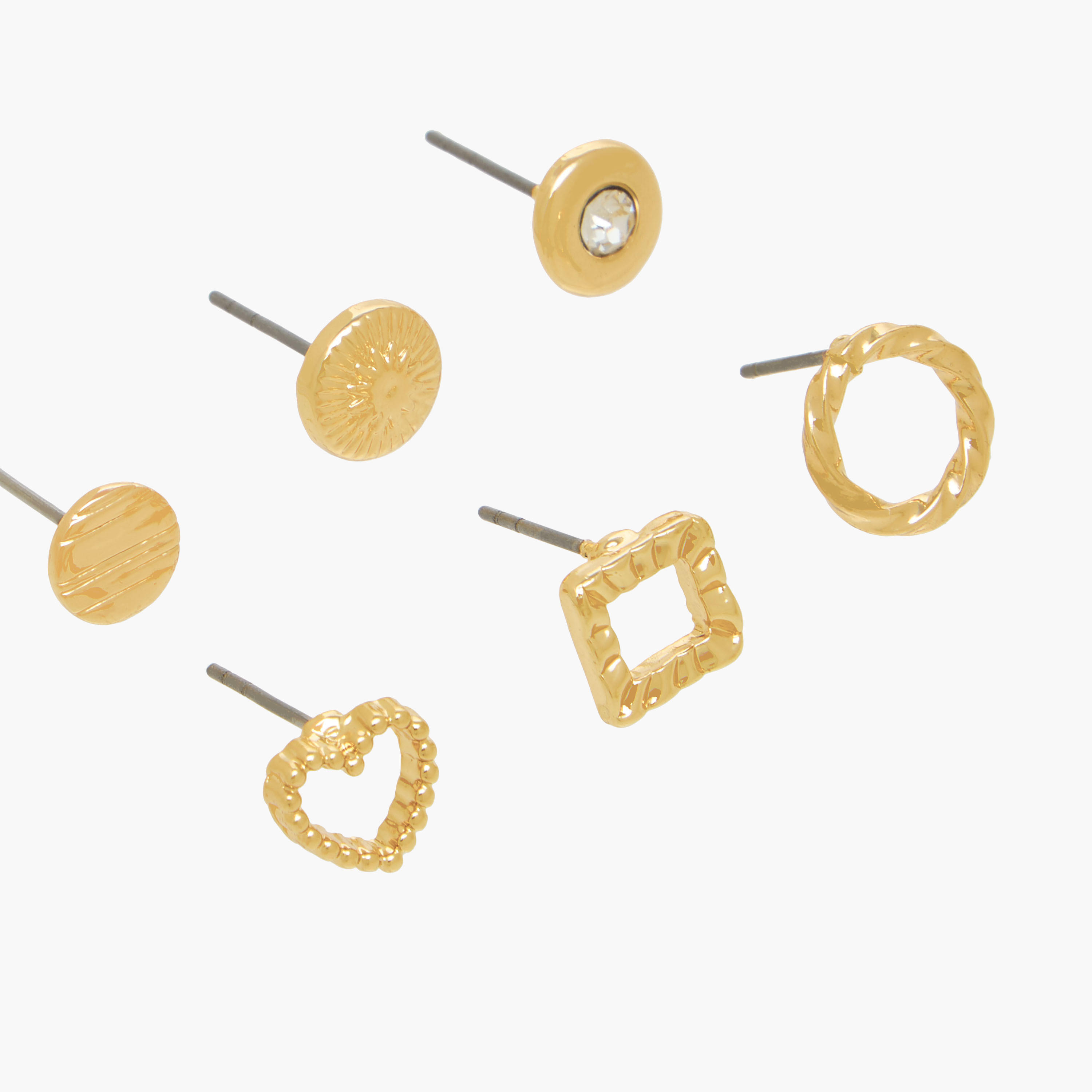 Pack of 6 Metal Stud Earrings with Pushback Closure-women-watchesandjewellery-jewellery-earrings-image-3