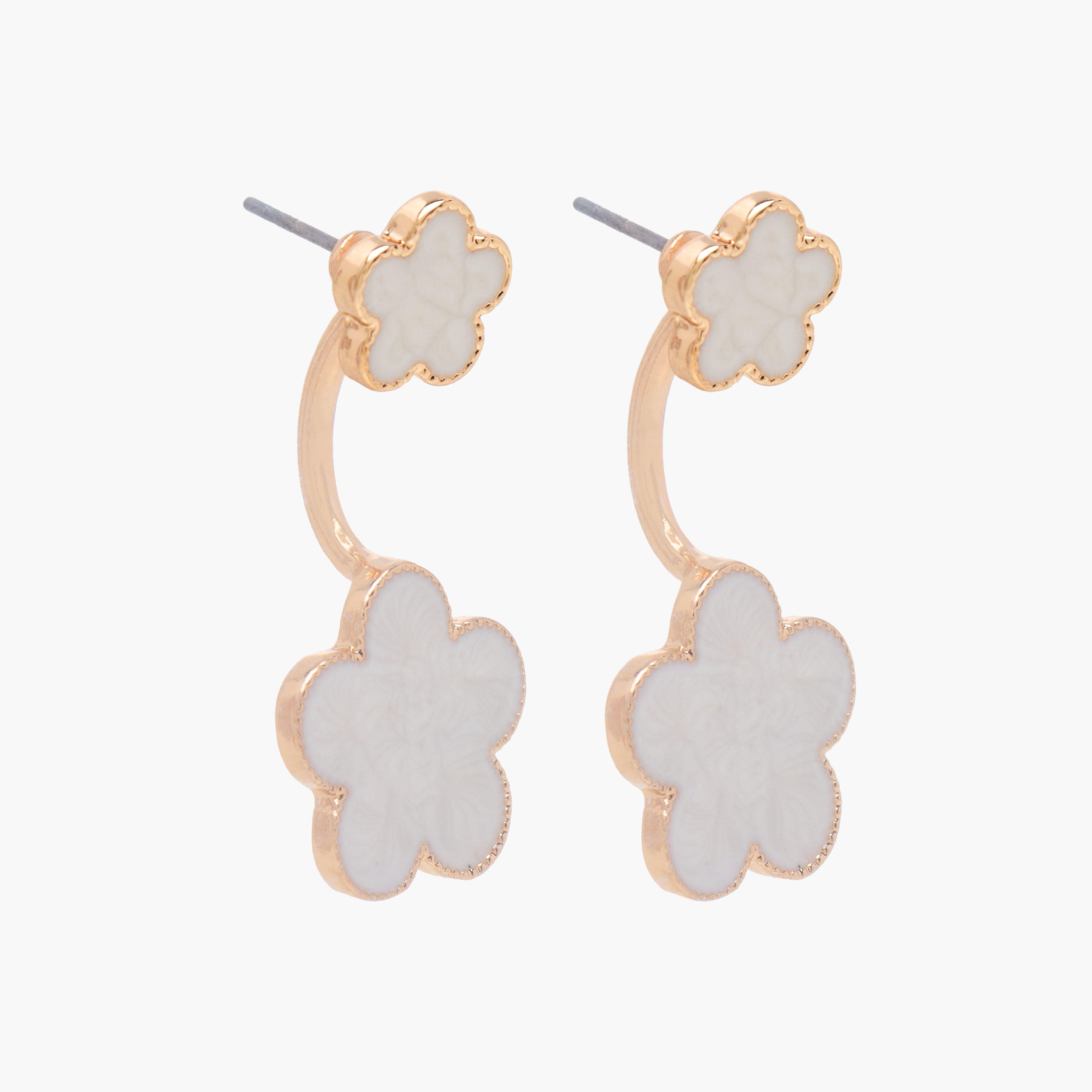 Metallic Floral Earrings with Pushback Closure-women-watchesandjewellery-jewellery-earrings-image-1