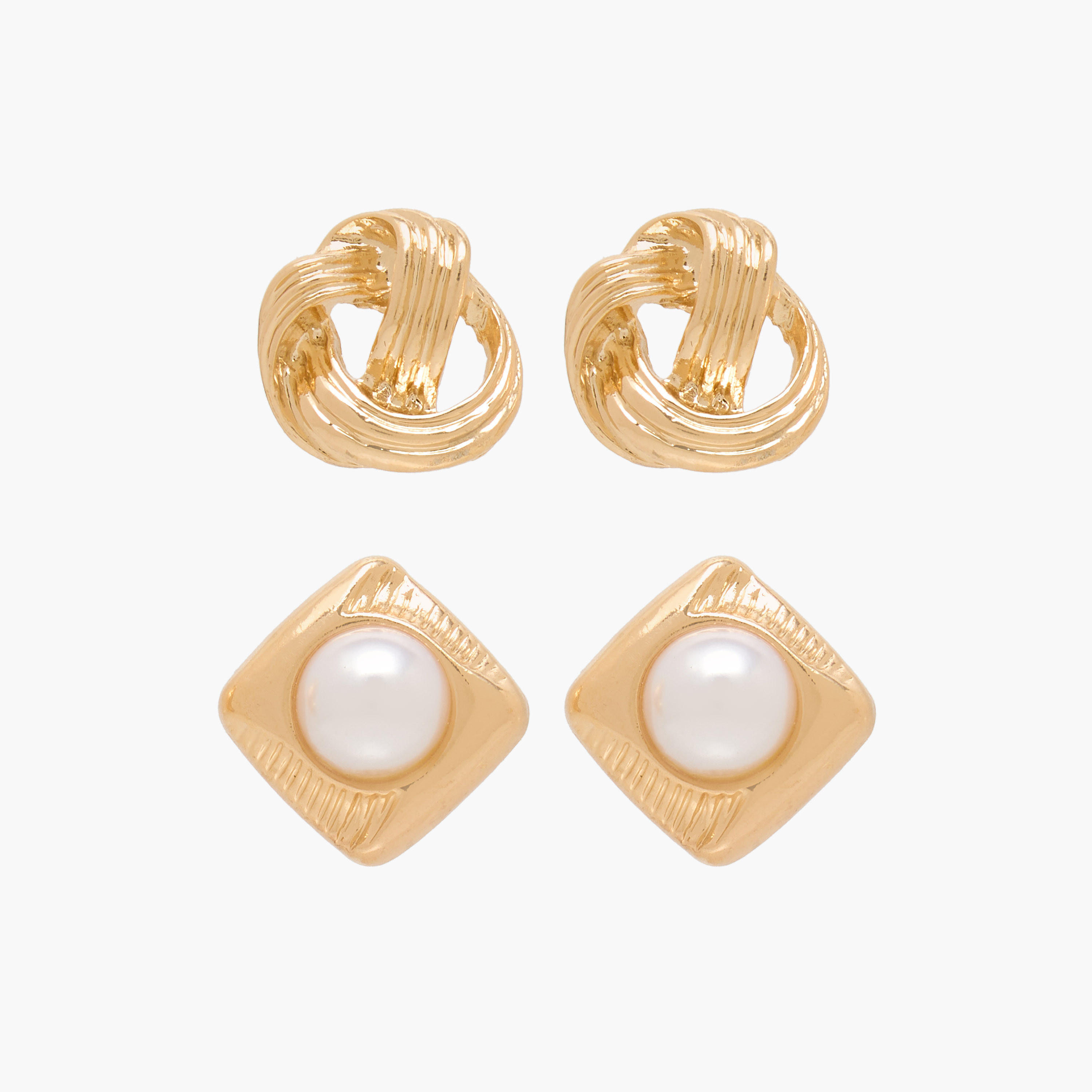 حلقان معدن مزينة بمكبس إغلاق خلفي - عبوة من زوجين-women-watchesandjewellery-jewellery-earrings-image-1