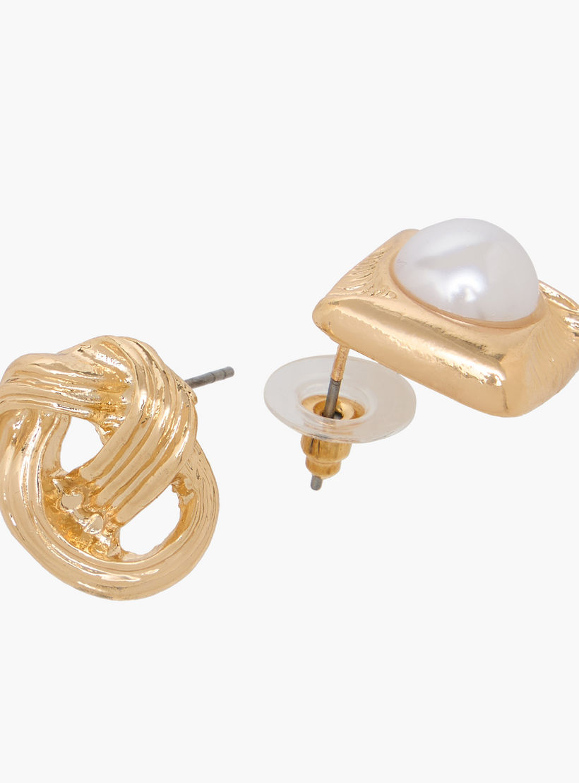 حلقان معدن مزينة بمكبس إغلاق خلفي - عبوة من زوجين-women-watchesandjewellery-jewellery-earrings-image-9