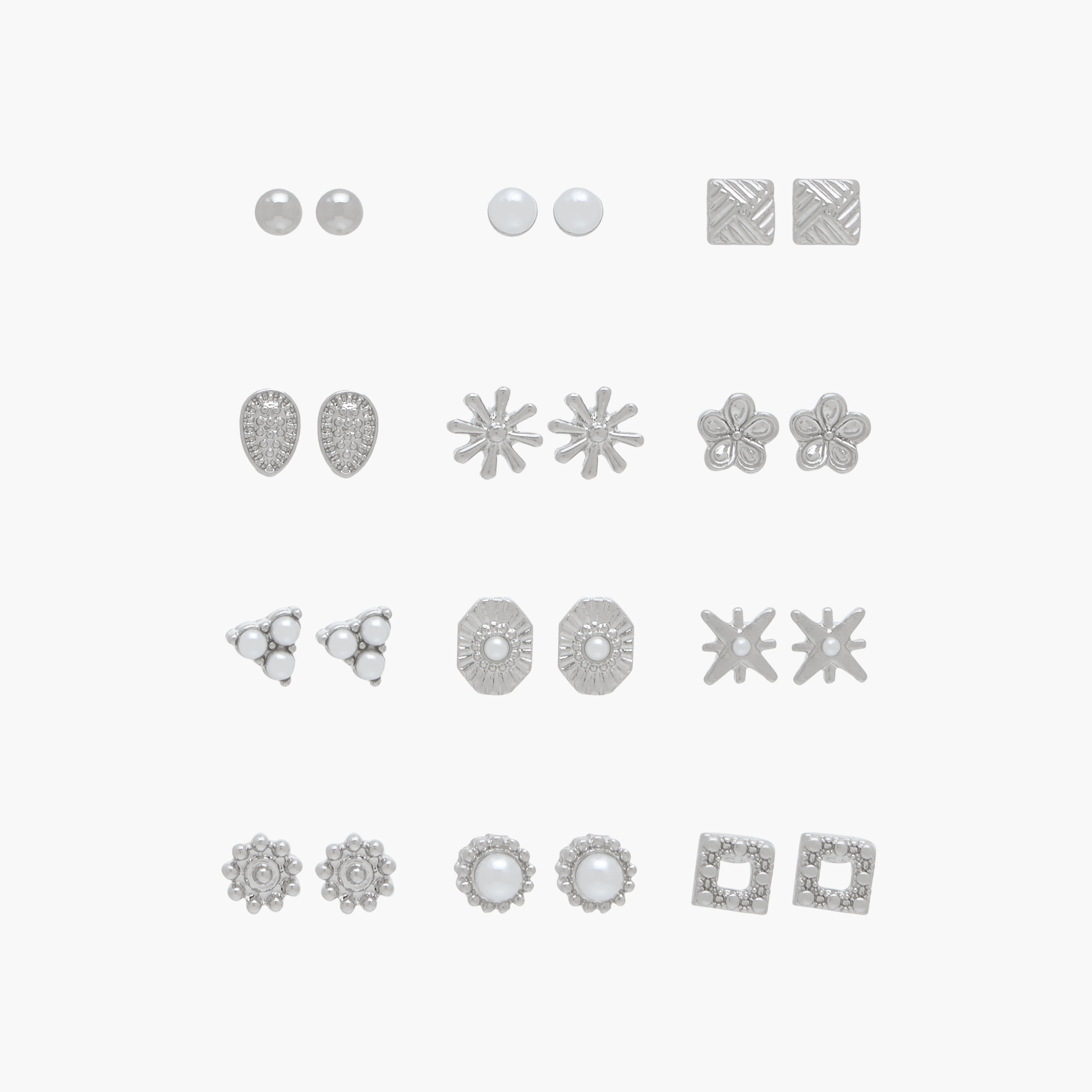 حلقان متنوعة بمكبس إغلاق خلفي - عبوة من 12 زوج-women-watchesandjewellery-jewellery-earrings-image-1