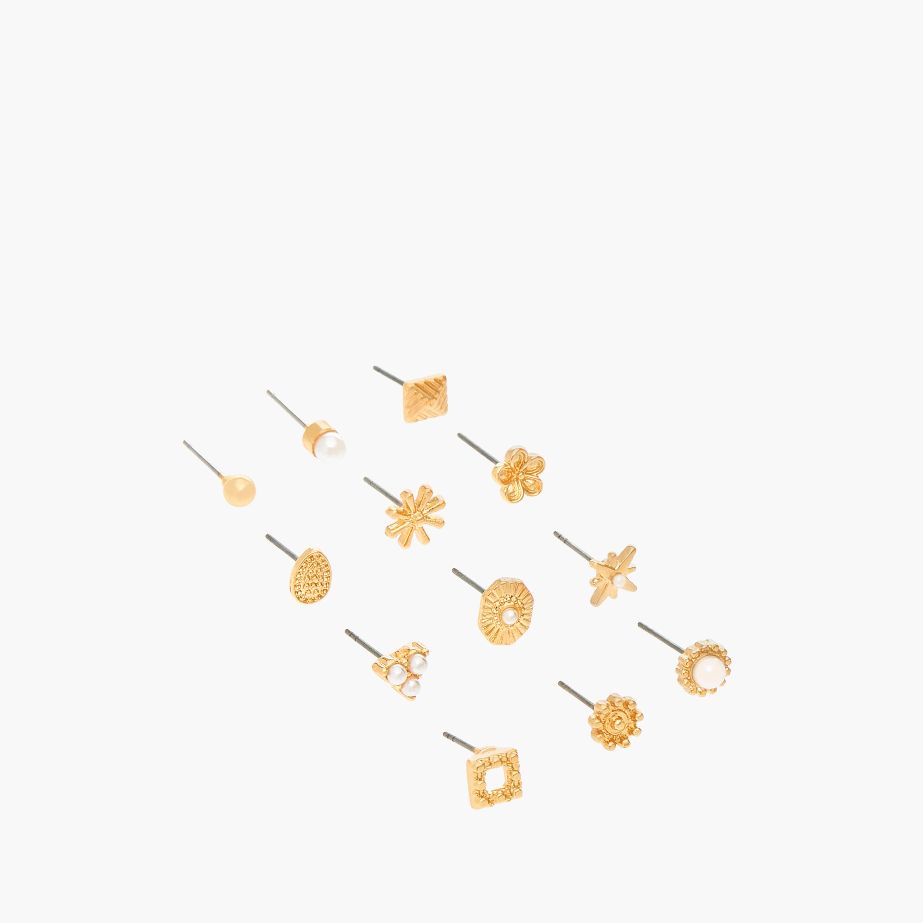 Pack of 12 Metal Stud Earrings with Pushback Closure-women-watchesandjewellery-jewellery-earrings-image-2
