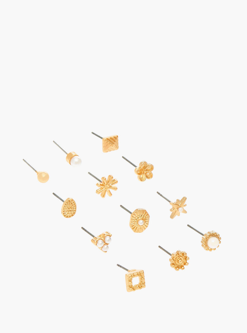 Pack of 12 Metal Stud Earrings with Pushback Closure-women-watchesandjewellery-jewellery-earrings-image-2